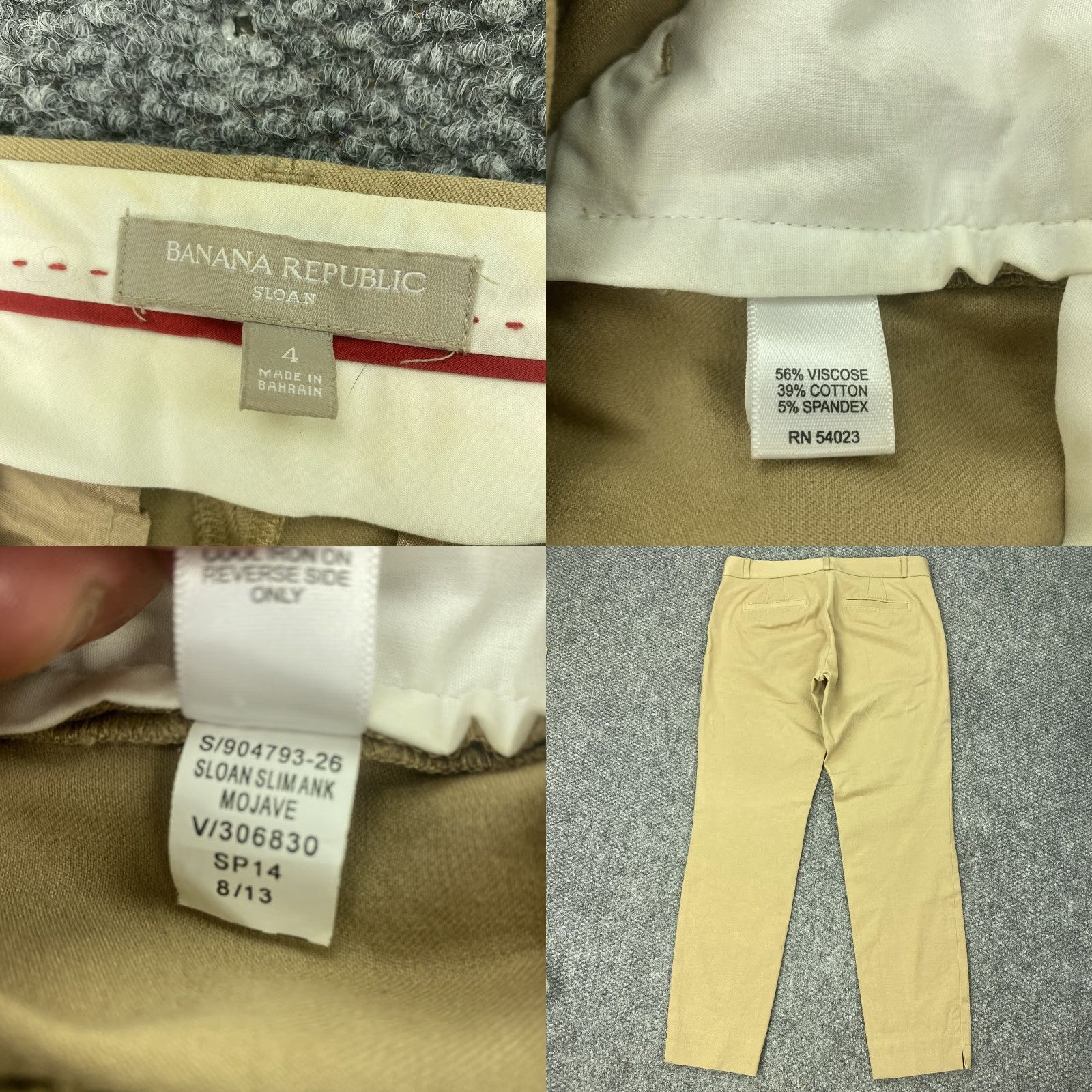 Banana Republic Banana Republic Pants Women 4 Slim Tapered Ankle Khaki Stretch Office Casual Size 27" / US 4 / IT 40 - 8 Thumbnail