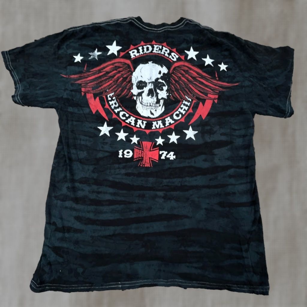 Vintage MMA Elite Shirt Men Large Black Y2K Tee American Machines Skull MMA Faded Wings Shirt Size US L / EU 52-54 / 3 - 1 Thumbnail