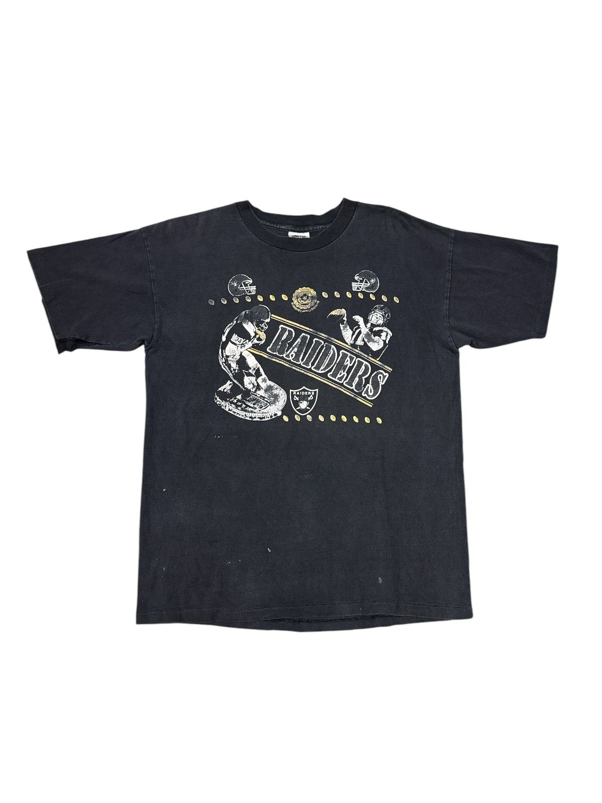 NFL VINTAGE 1990s TRASHED LA RAIDERS NFL SHIRT ONEITA Size US XL / EU 56 / 4 - 1 Thumbnail