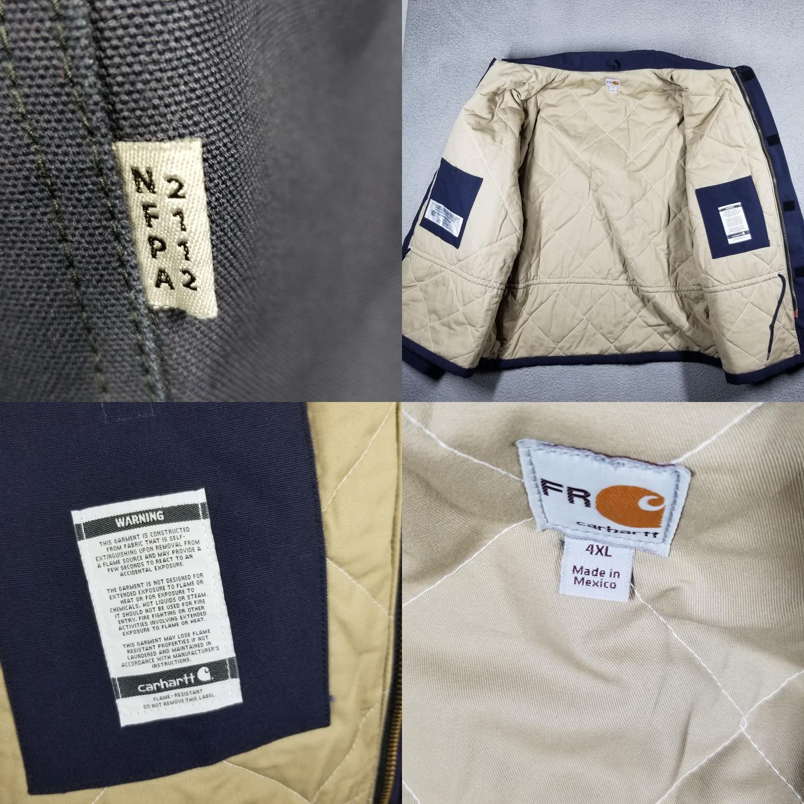 Carhartt VINTAGE Carhartt Jacket 4XL Navy Flame Resistant Quilted Workwear NFPA 2112 Mens Size US XXL / EU 58 / 5 - 8 Thumbnail