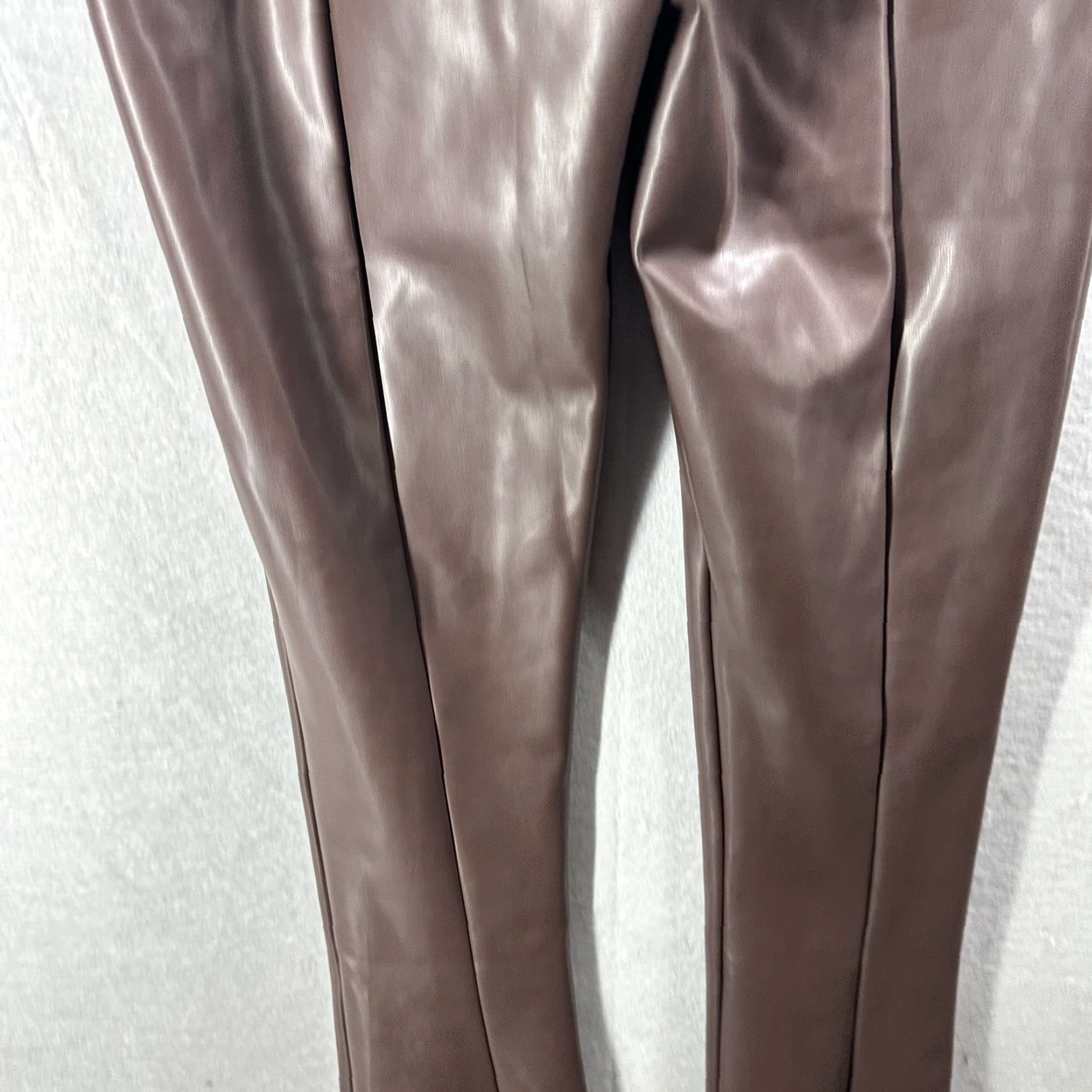 Norma Kamali Norma Kamali Faux Leather Slit Hem Leggings Womens XS Brown Casual Ankle Size 26" / US 2 / IT 38 - 7 Thumbnail