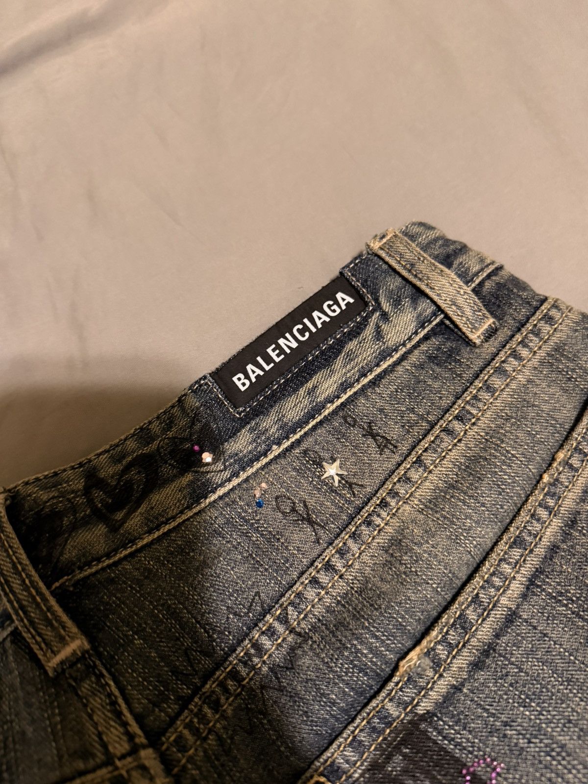 Balenciaga Balenciaga Rhinestone Jeans Japan Version Size US 30 / EU 46 - 8 Thumbnail