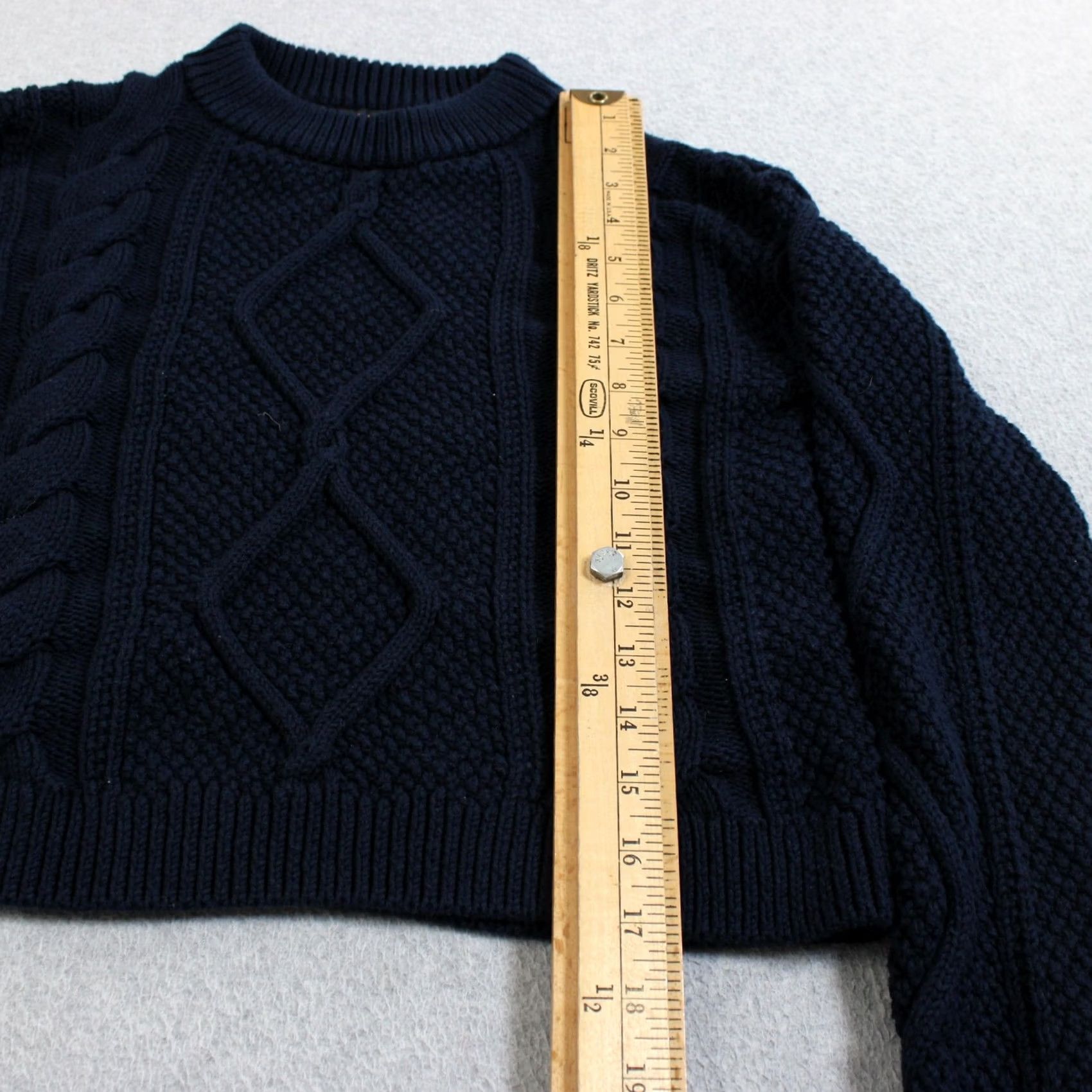 Quince Quince Sweater Women XS Blue Cable Knit Organic Cotton Cropped Chunky Cozy Comfy Size XS / US 0-2 / IT 36-38 - 5 Thumbnail