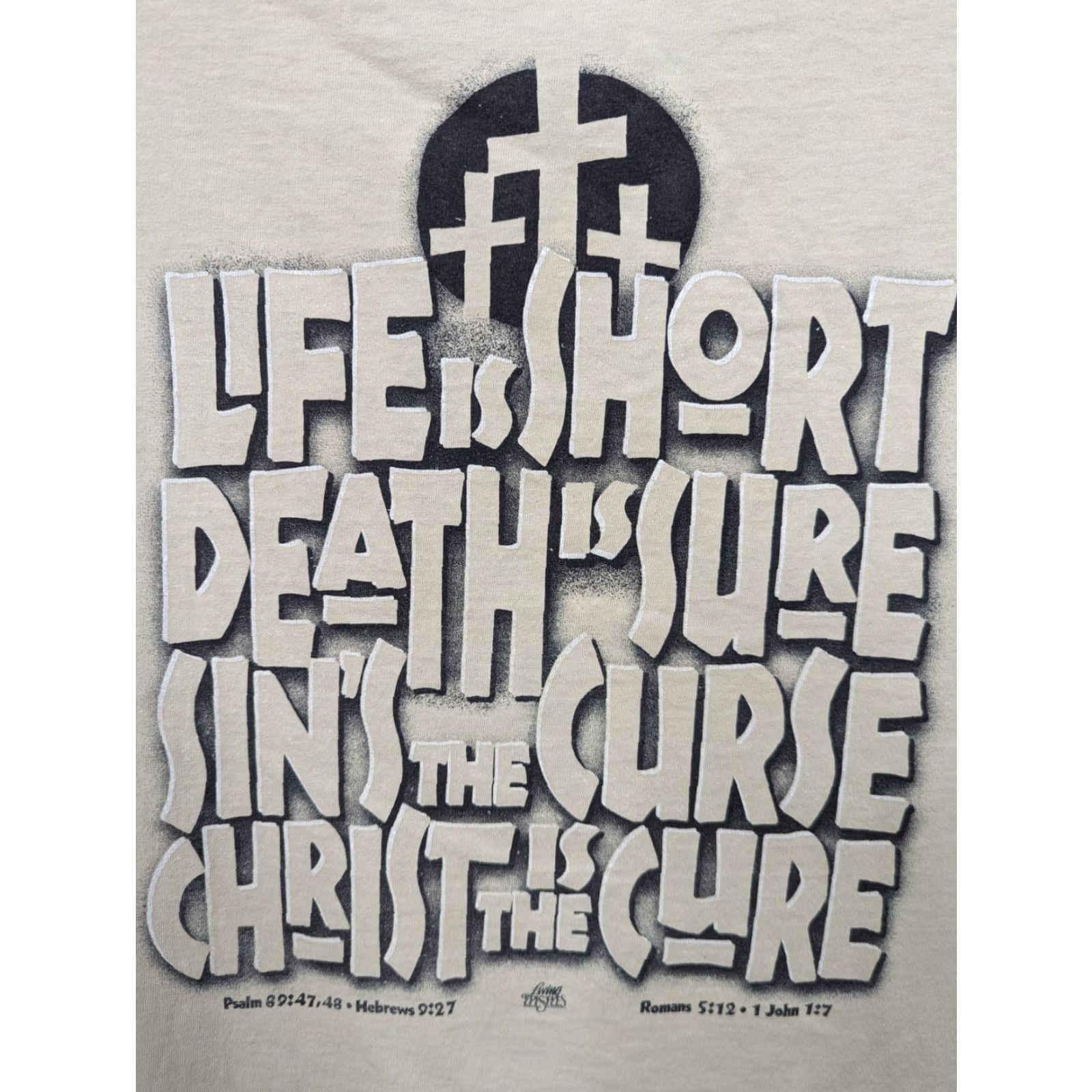 Vintage VINTAGE Christ Is The Cure T-Shirt Mens L Beige 100% Cotton Short Sleeve Crew Neck Graphic Tee Religion Jesus Size US L / EU 52-54 / 3 - 3 Thumbnail