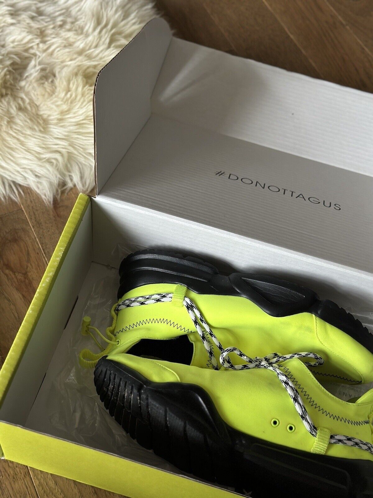 image of John Geiger Men's Patron Of The New Volt Green Sneakers (Size 11)