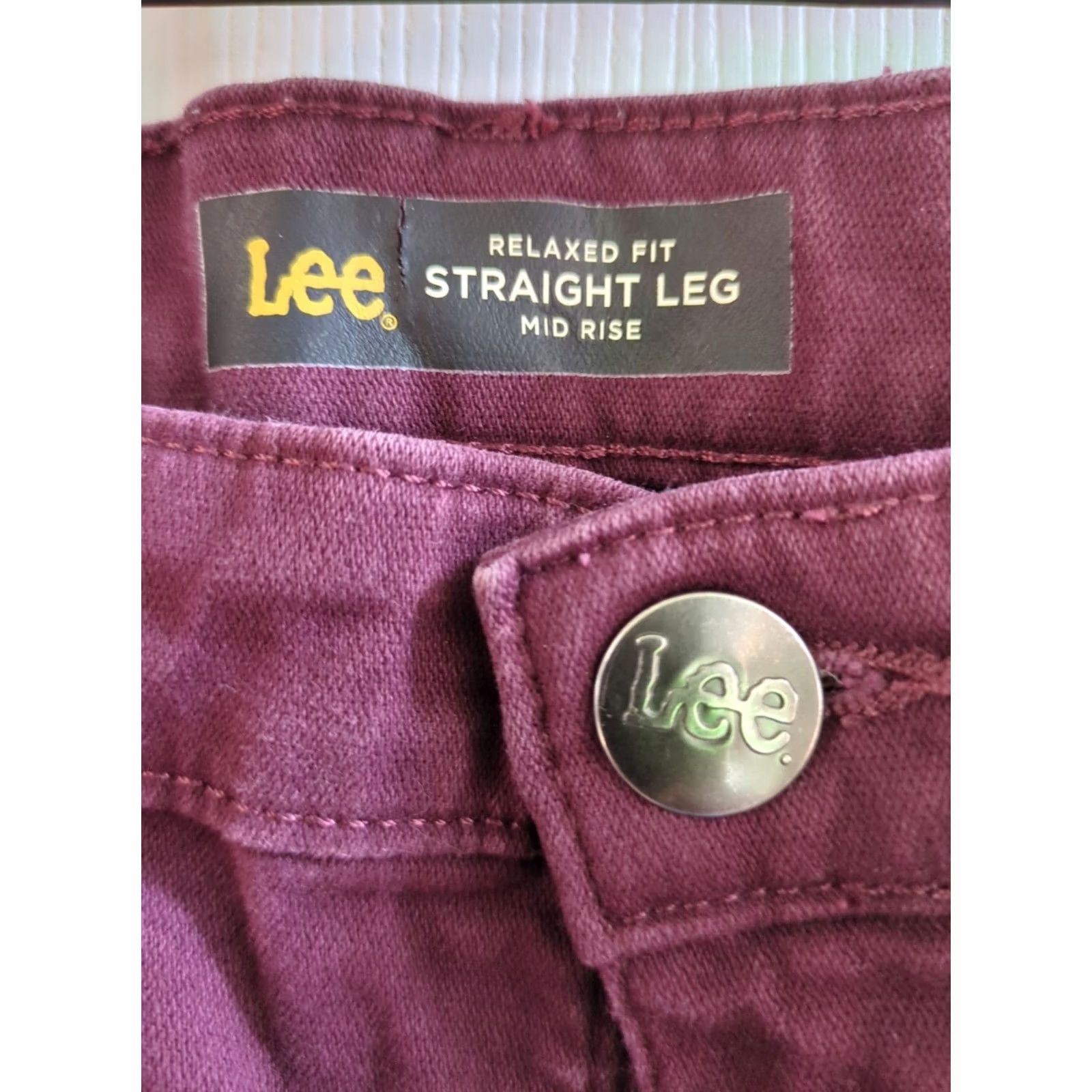 Lee Lee Relaxed Fit Straight Leg Pants Red 14 Short Cotton Women's Size 36" / US 14 / IT 50 - 2 Thumbnail