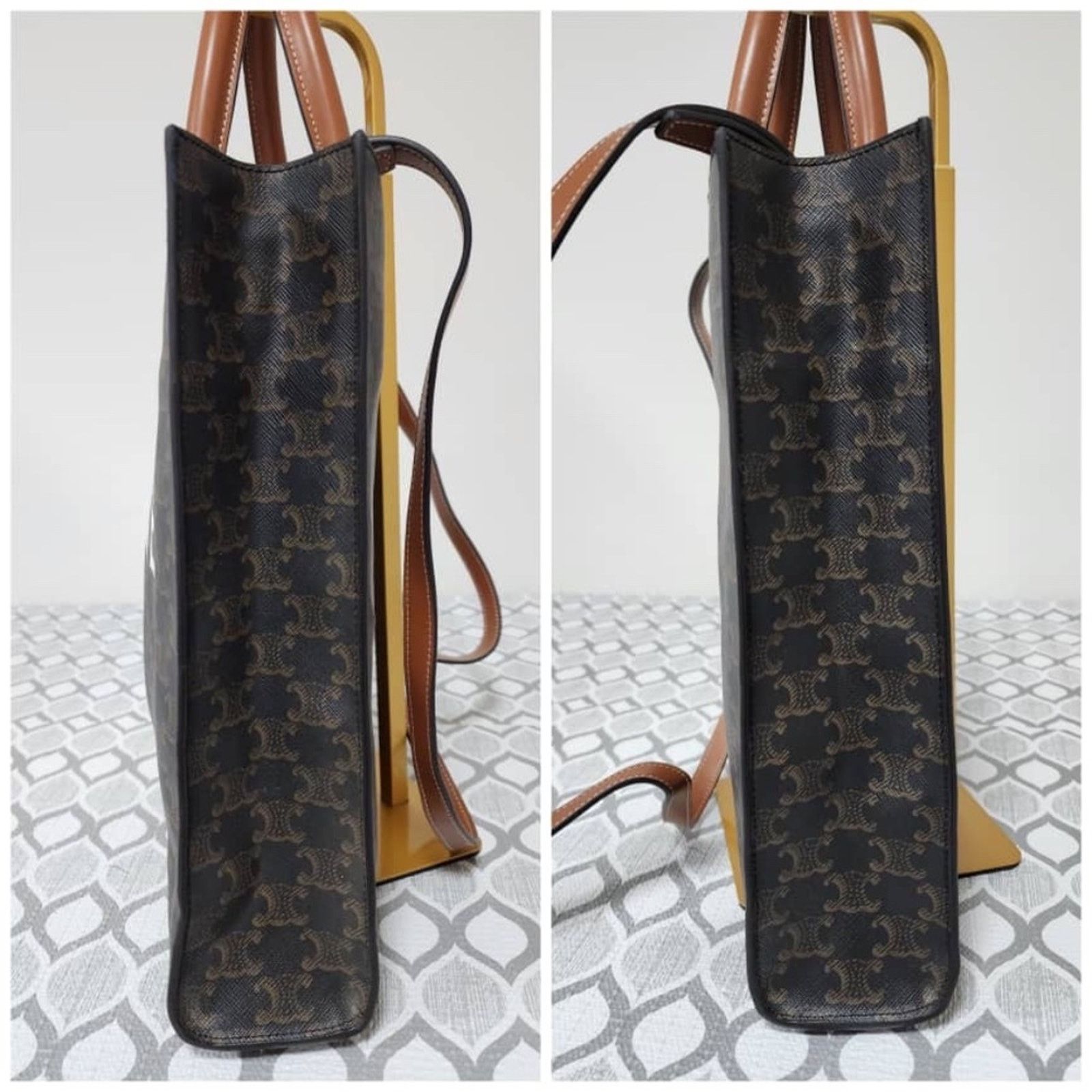CELINE Triomphe Vertical Cabas Small Canvas Shoulder Bag Bro