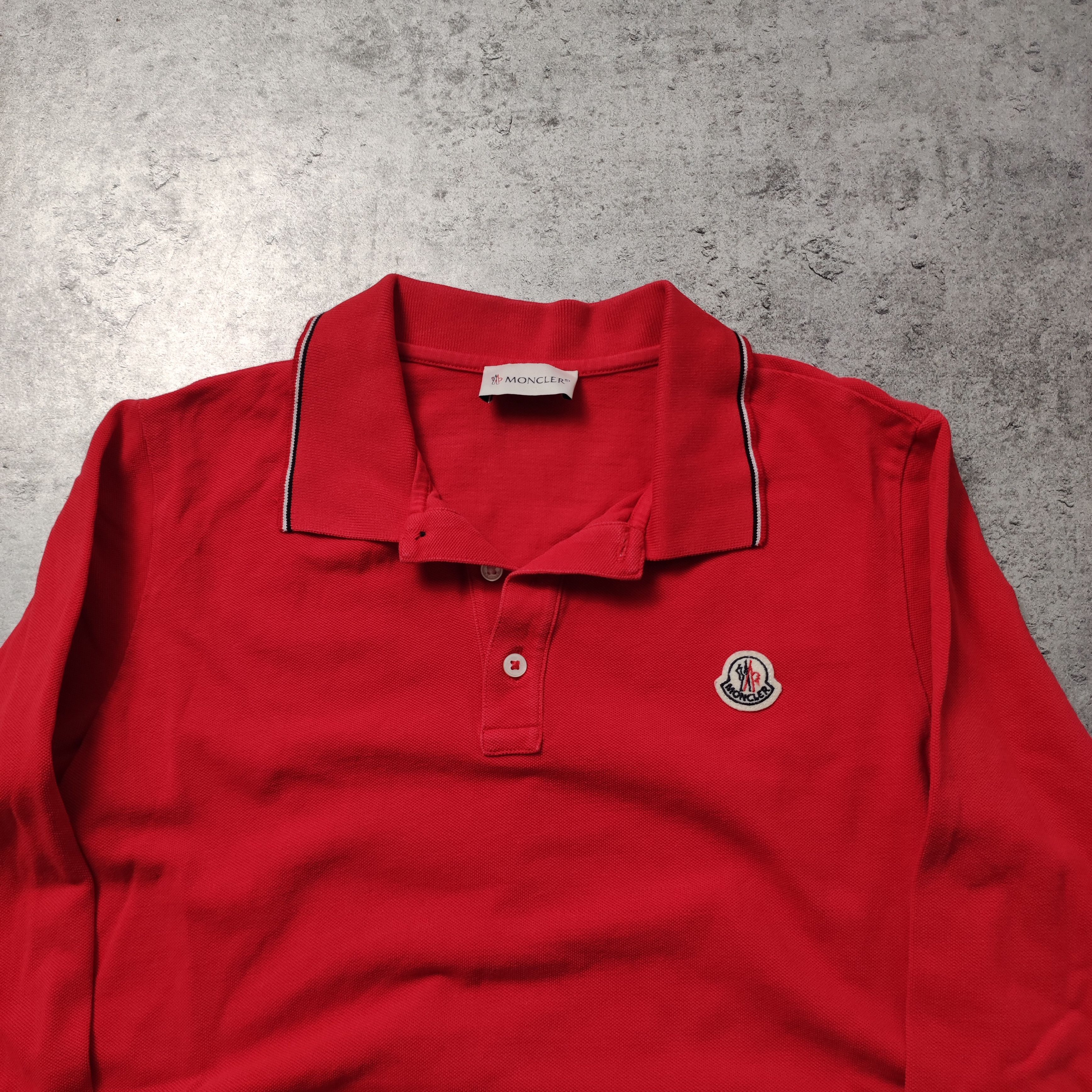 Moncler RARE Moncler Red Longsleeve Maglia Manica Polo Shirt Size S / US 4 / IT 40 - 3 Thumbnail
