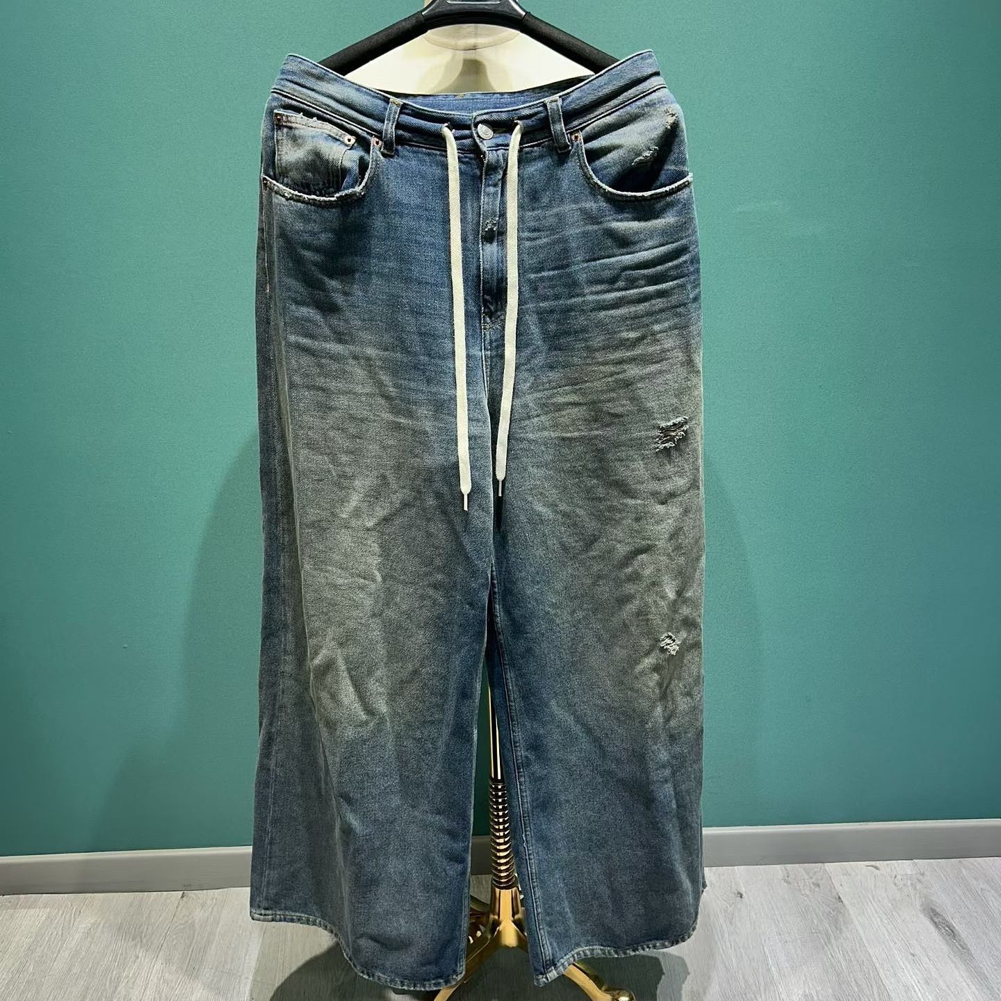 MM6 MM6 Maison Margiela Distressed Drawstring Jeans Size 27 Size 27" / US 4 / IT 40 - 1 Thumbnail