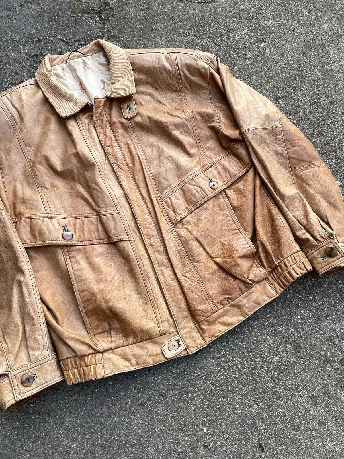 Vintage Washed Brown Retro 90s Genuine Real Leater Bomber Punk Rock Size US XL / EU 56 / 4 - 7 Thumbnail