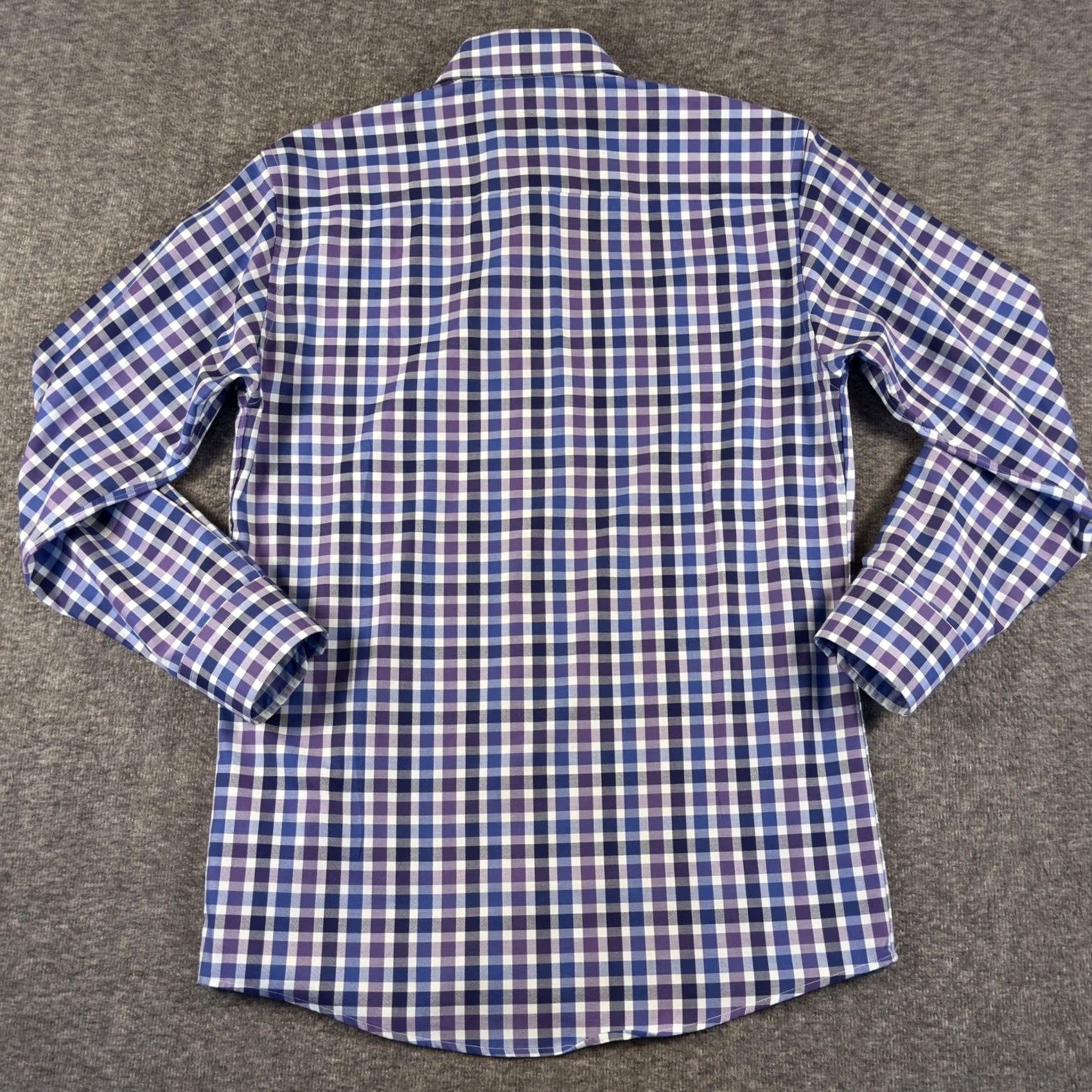 Eton Eton Dress Shirt Mens 39 15.5 Blue Gingham Slim Fit Long Sleeve Cotton Size 40R - 6 Thumbnail