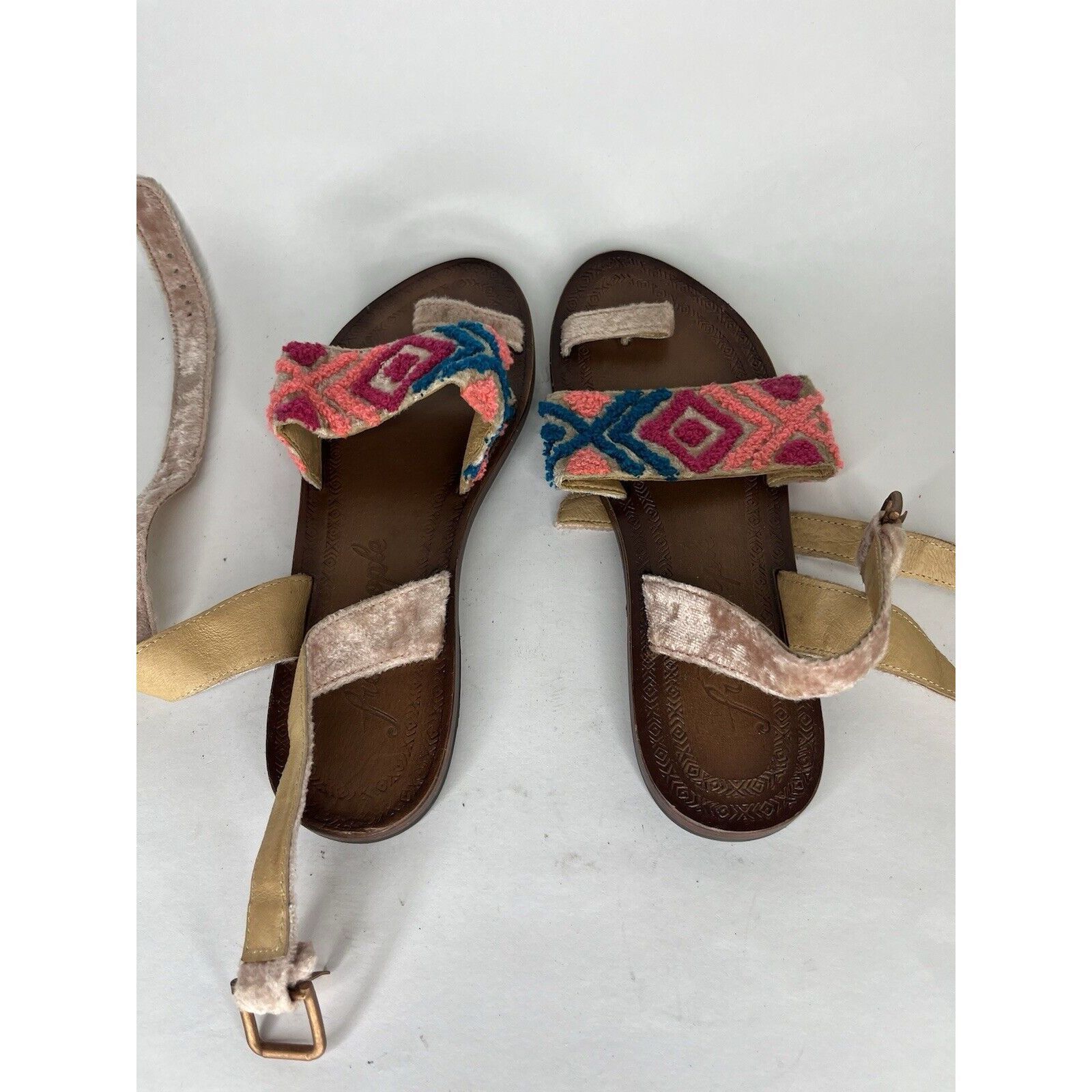 Free People Free People Pink Fabric Leather Aztec Pattern Toe Strap Sand Size US 8 / IT 38 - 4 Thumbnail