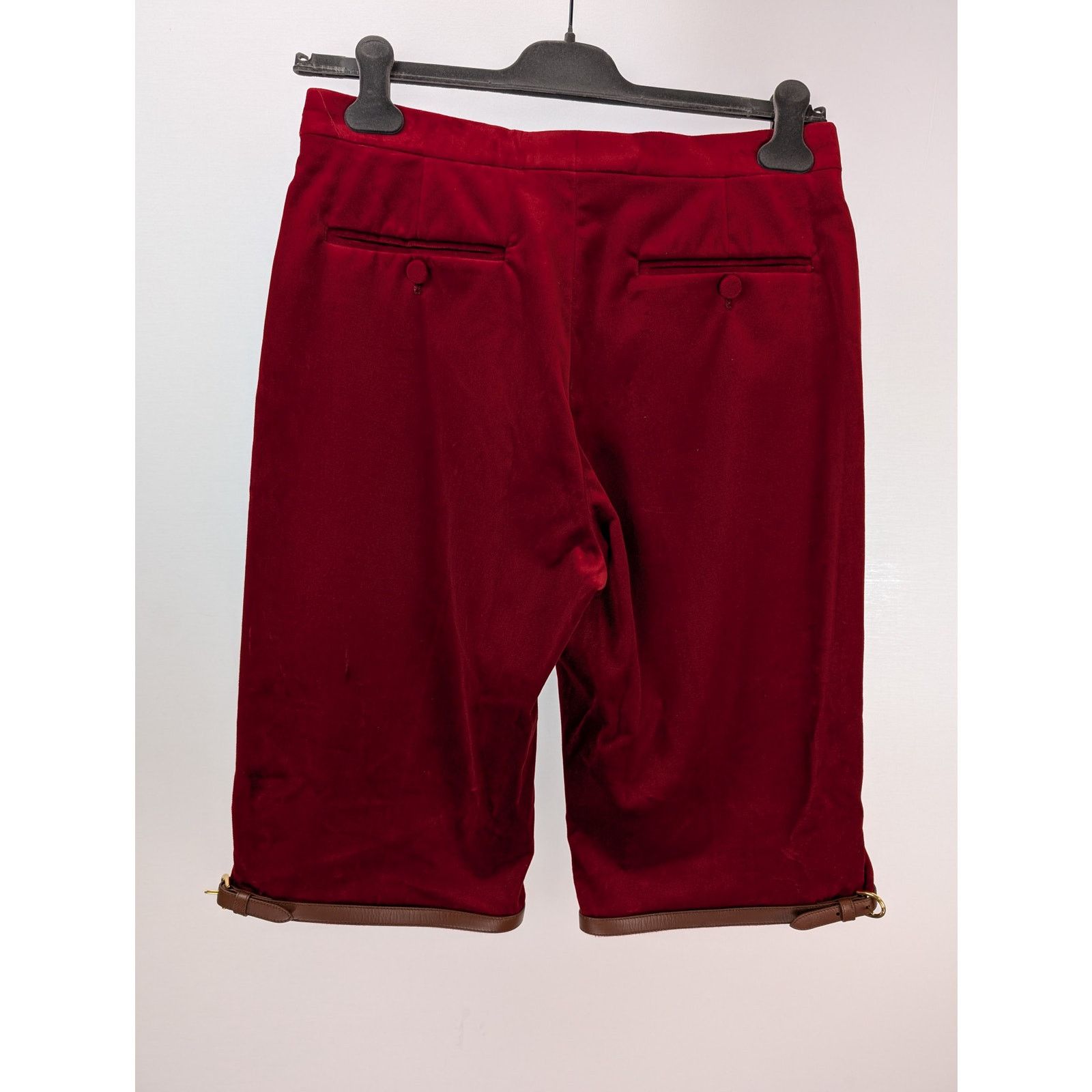 Gucci o1rshd1 Stretch Velvet W/Leather Short Pant in Fire/Mix Size US 32 / EU 48 - 12 Thumbnail