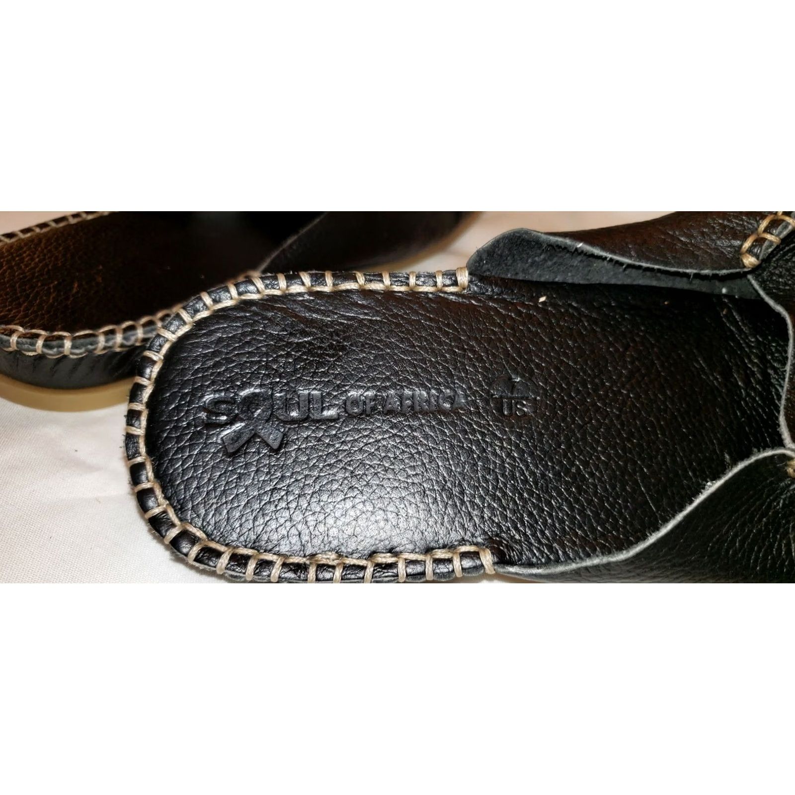Vintage Soul Of Africa Narina Khulani US 7 M Black Leather Slide Moc Toe Women’s Shoes Size US 8 / IT 38 - 7 Thumbnail