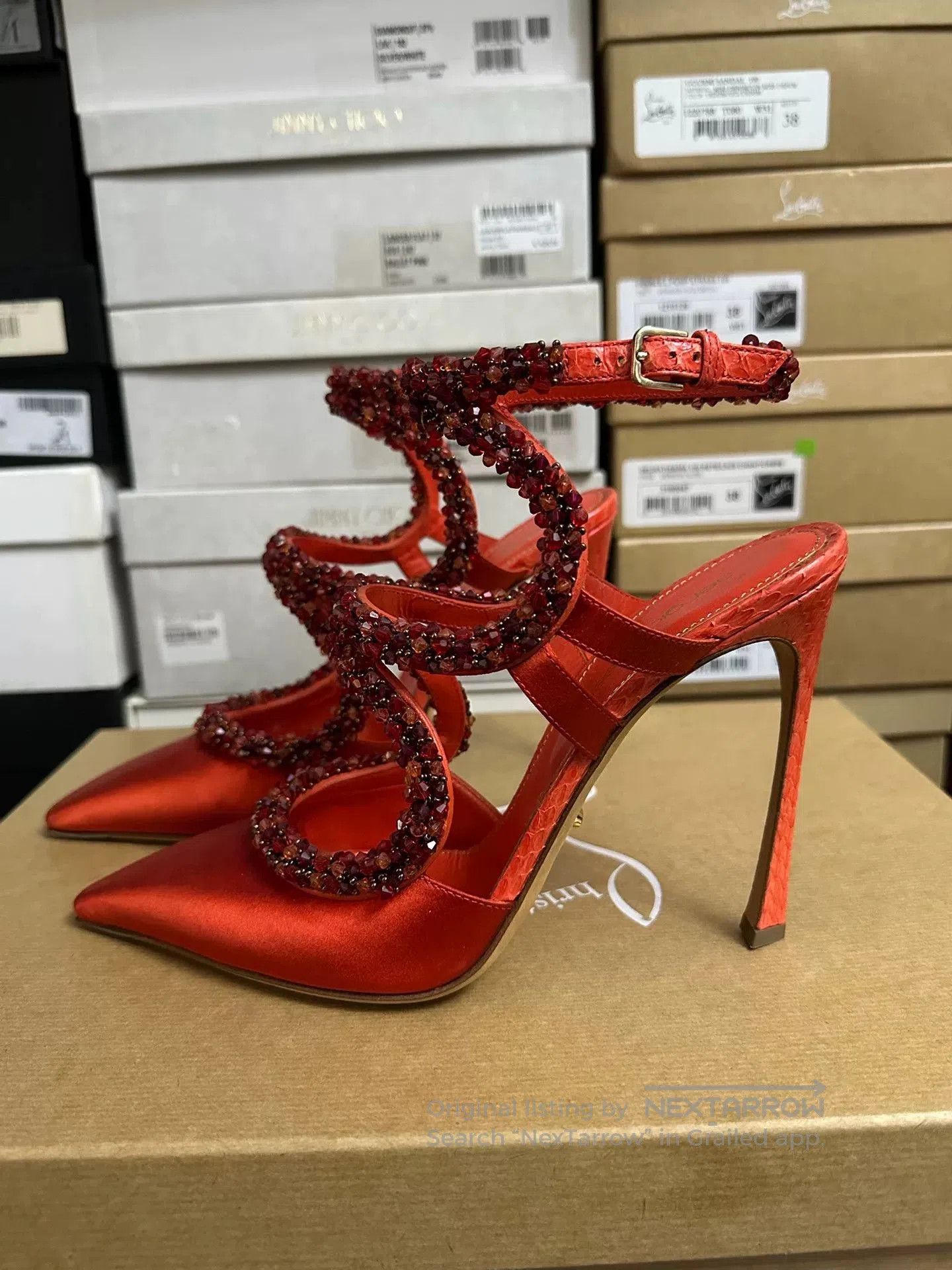Sergio Rossi Sergio Rossi Limited Red Satin Heels 38.5. Size US 7.5 / IT 37.5 - 4 Thumbnail