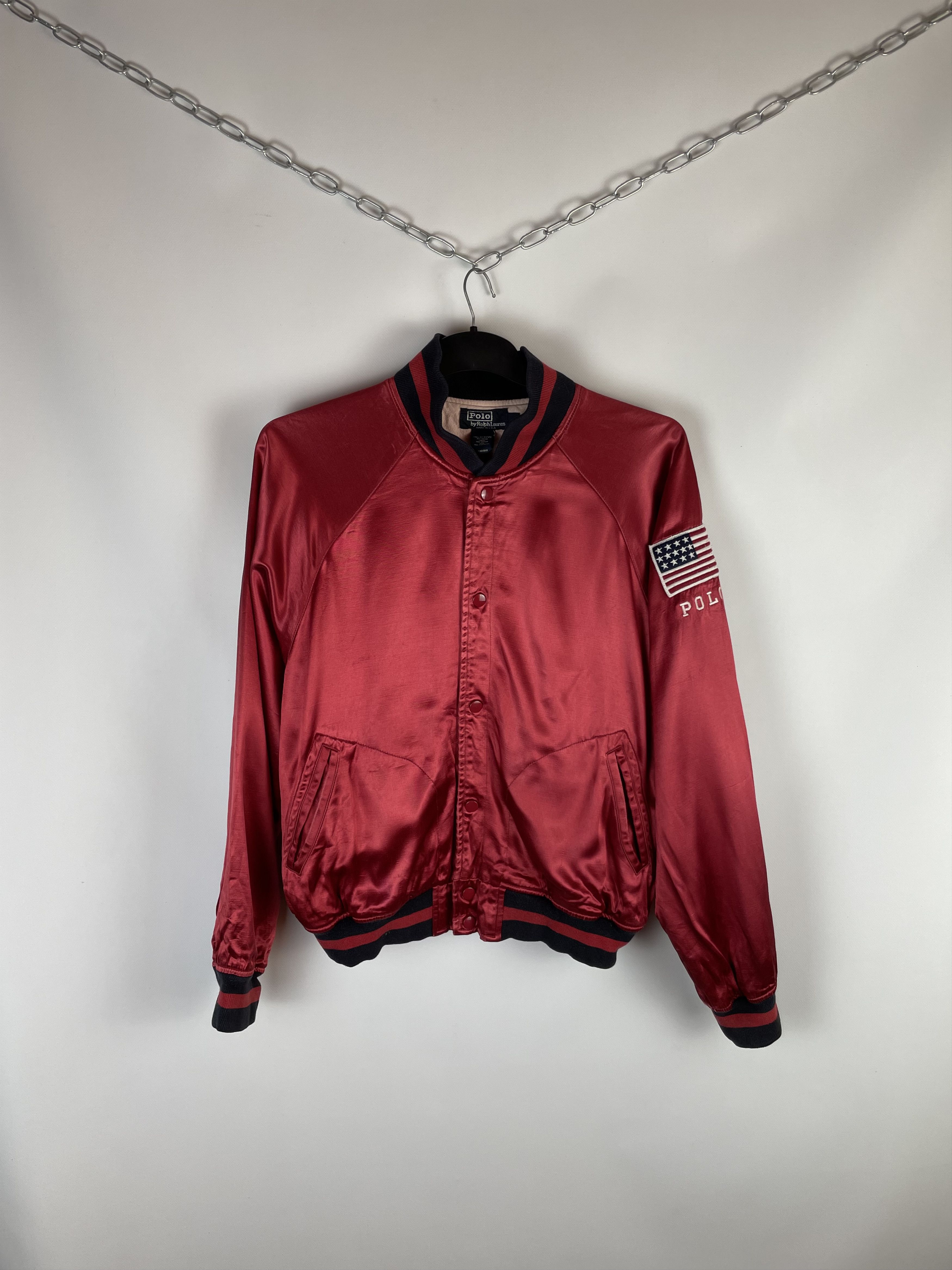 Polo Ralph Lauren Rare Vintage Polo Ralph Lauren Satin Jacket USA 80s Size US L / EU 52-54 / 3 - 1 Thumbnail