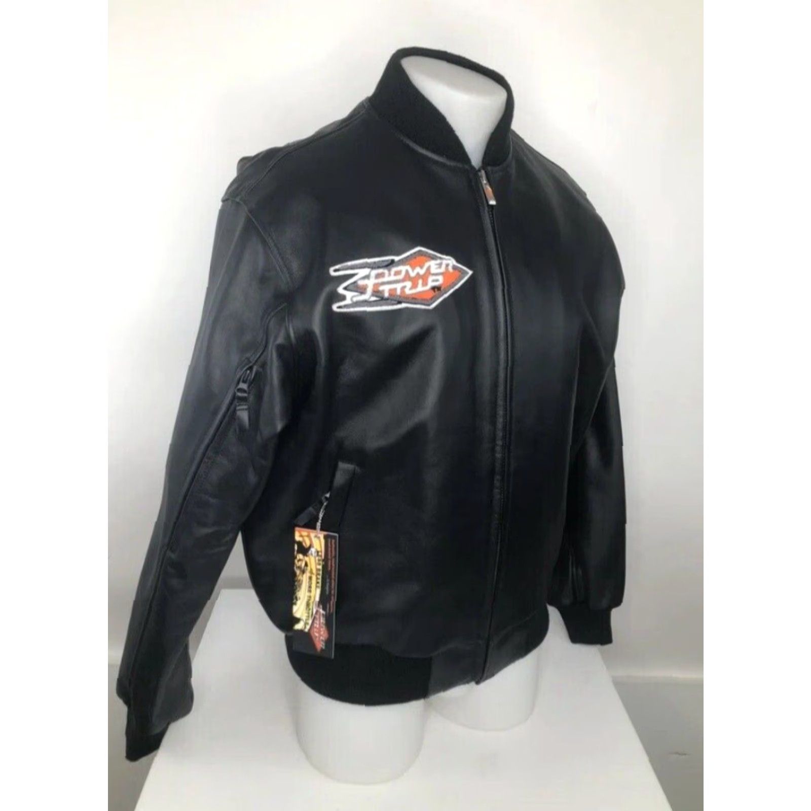 Vintage POWER TRIP Leather Motorcycle Biker Mens M Bomber Jacket Black Size US M / EU 48-50 / 2 - 3 Thumbnail