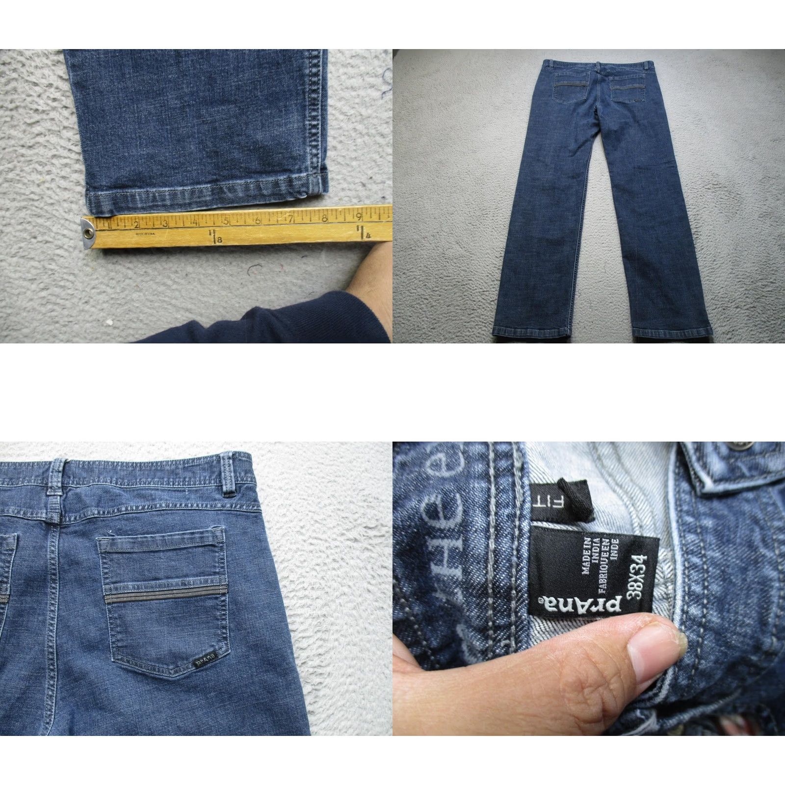Prana prAna Jeans Mens 38x34 Blue Slim Fit Straight Leg Denim Pants Casual Comfort Size US 38 / EU 54 - 8 Thumbnail
