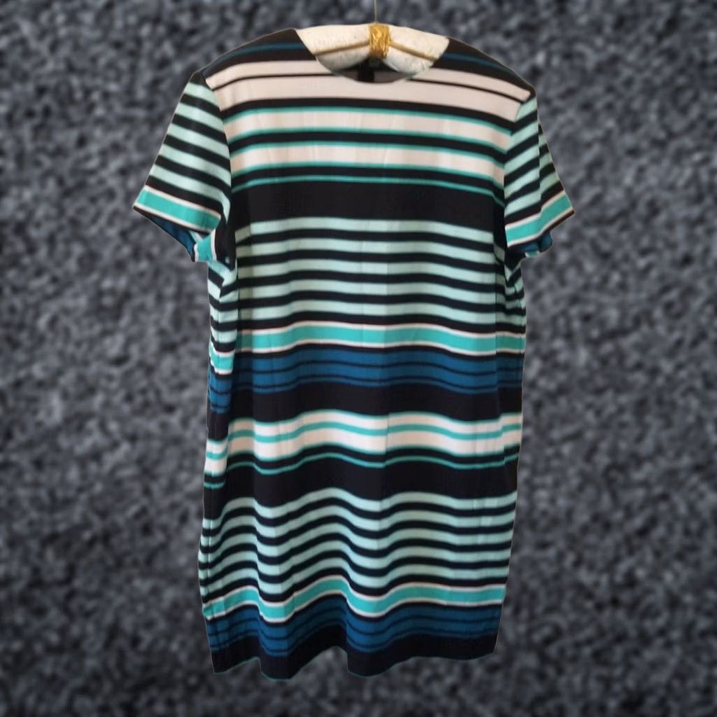 new york and company shirt dress New York & Company Shirt Dress Womens Medium Light Blue White Striped  Daydress