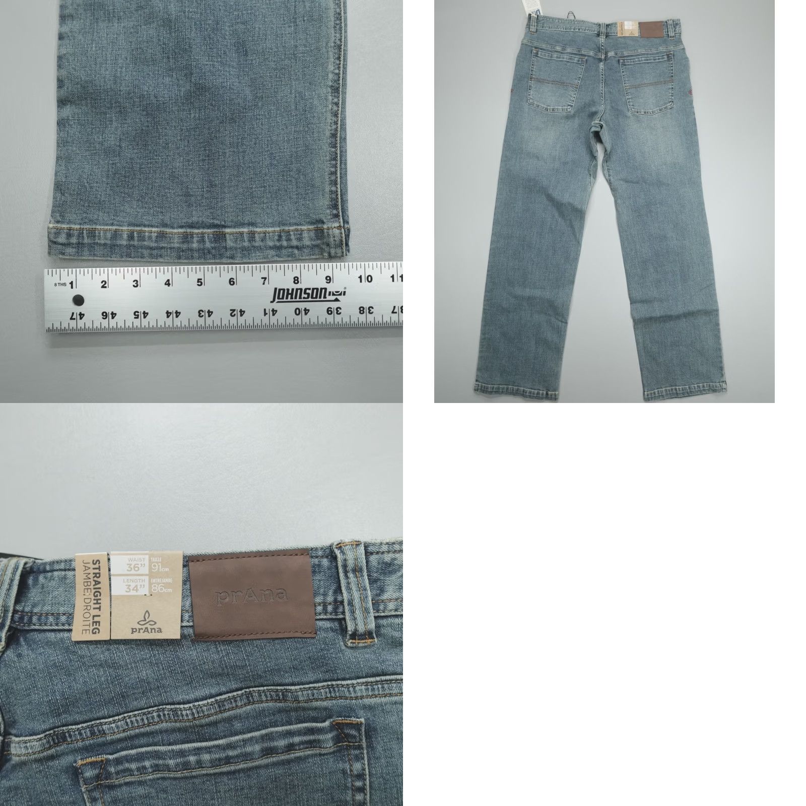 Prana Prana Axiom Jeans Men’s 36x34 Antique Stone Wash Stretch Denim Standard Fit Shirt? Size US 36 / EU 52 - 8 Thumbnail