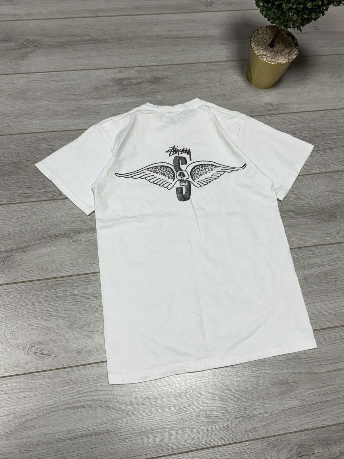 Stussy Stussy vintage big print logo skull wings tee shirt Size US S / EU 44-46 / 1 - 1 Thumbnail
