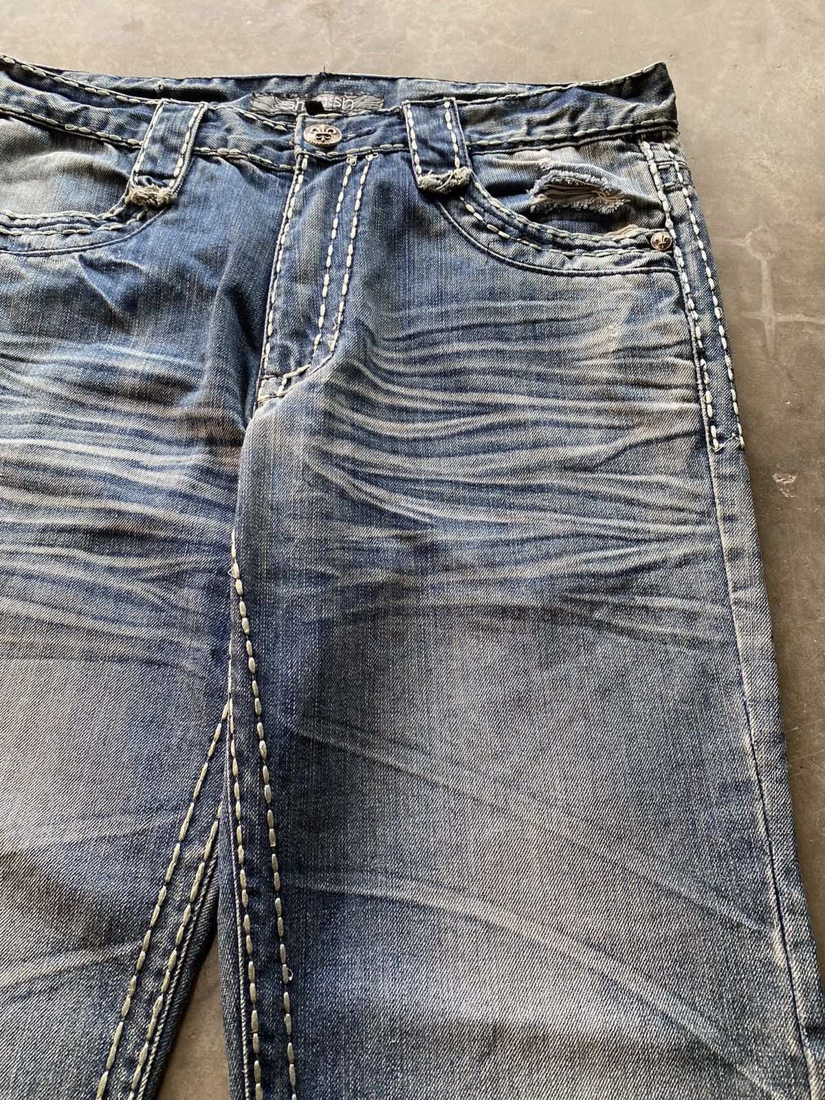 Hysteric Glamour × Japanese Brand × Tornado Mart Baggy Jeans Japanese Smash Wash Blue Distressed Denim Size US 34 / EU 50 - 9 Thumbnail