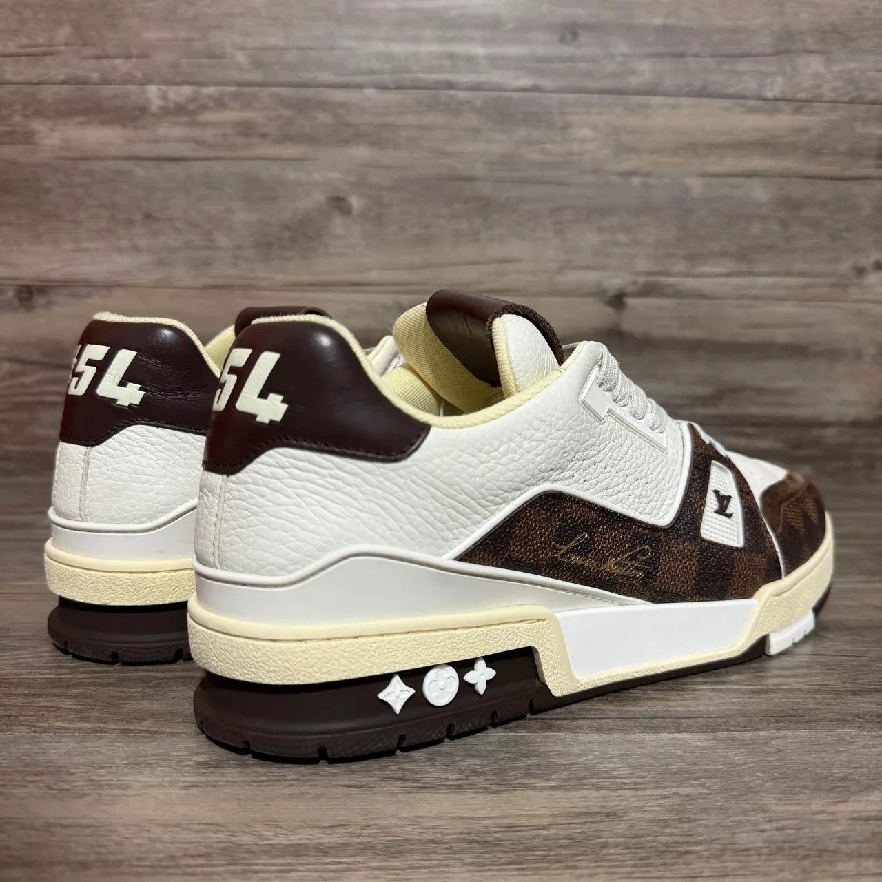Louis Vuitton LV Trainer White Brown Black Checker Mocha Uk9/43 Size US 10 / EU 43 - 4 Thumbnail