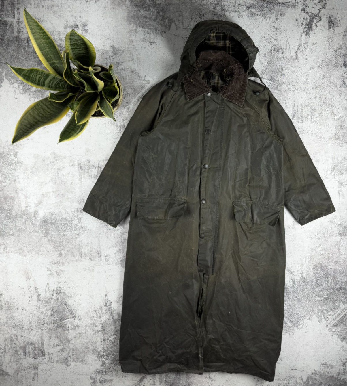 Barbour Vintage Waxed Barbour A160 Burghley C38 97cm Green Jacket Coat A128 Hood Grailed