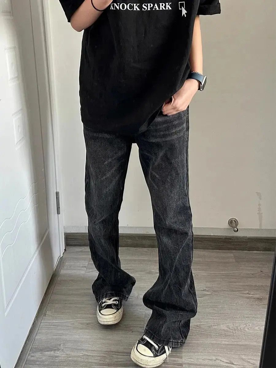 Japanese Brand Retro straight washed cat whisker jeans Size US 32 / EU 48 - 2 Thumbnail