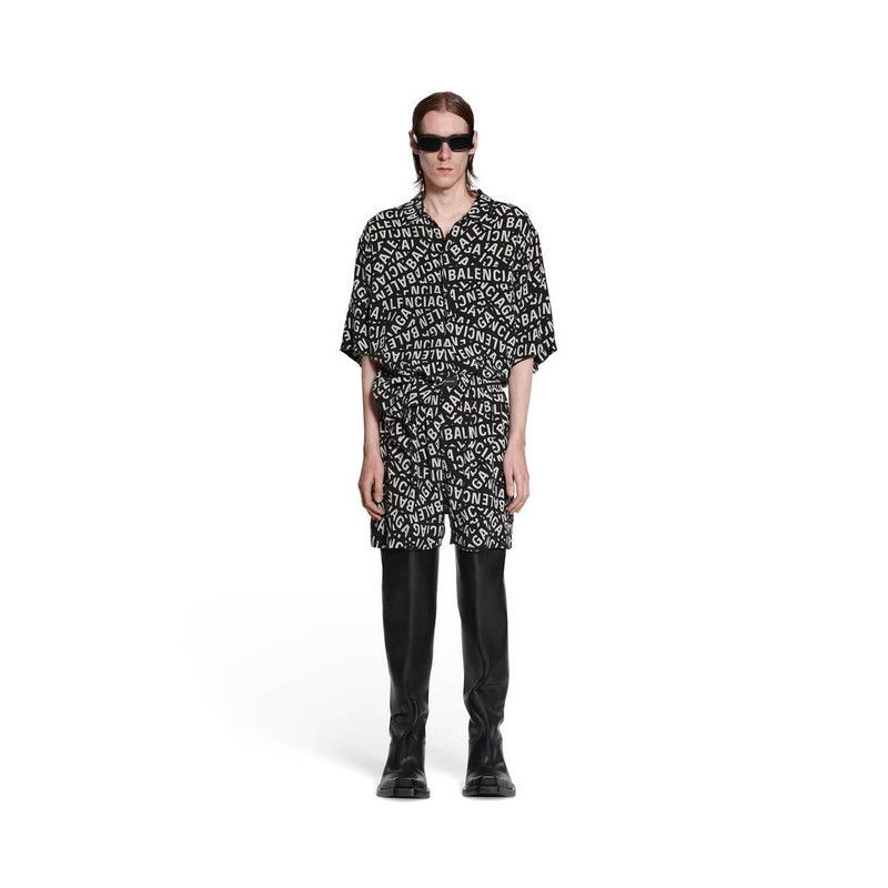 Balenciaga o1la1rc1a0226 Logo Strips Pyjama Shorts In Black/White Size US 32 / EU 48 - 2 Thumbnail