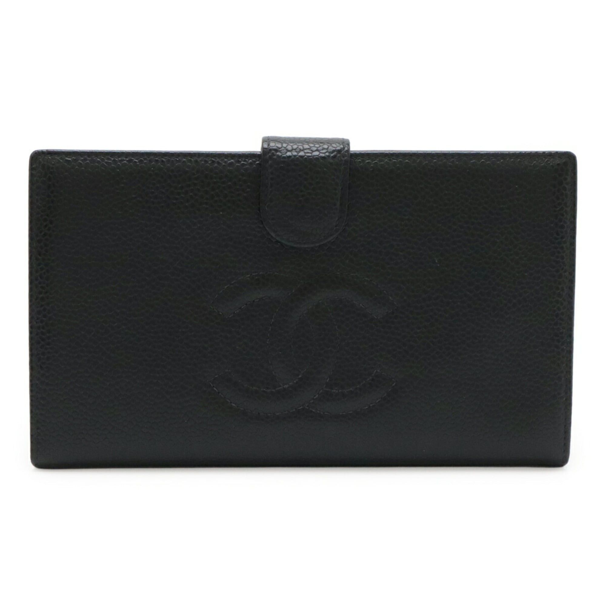 Chanel CHANEL Coco Mark Long Wallet, Caviar Leather, Black, A13498 Size ONE SIZE - 1 Thumbnail