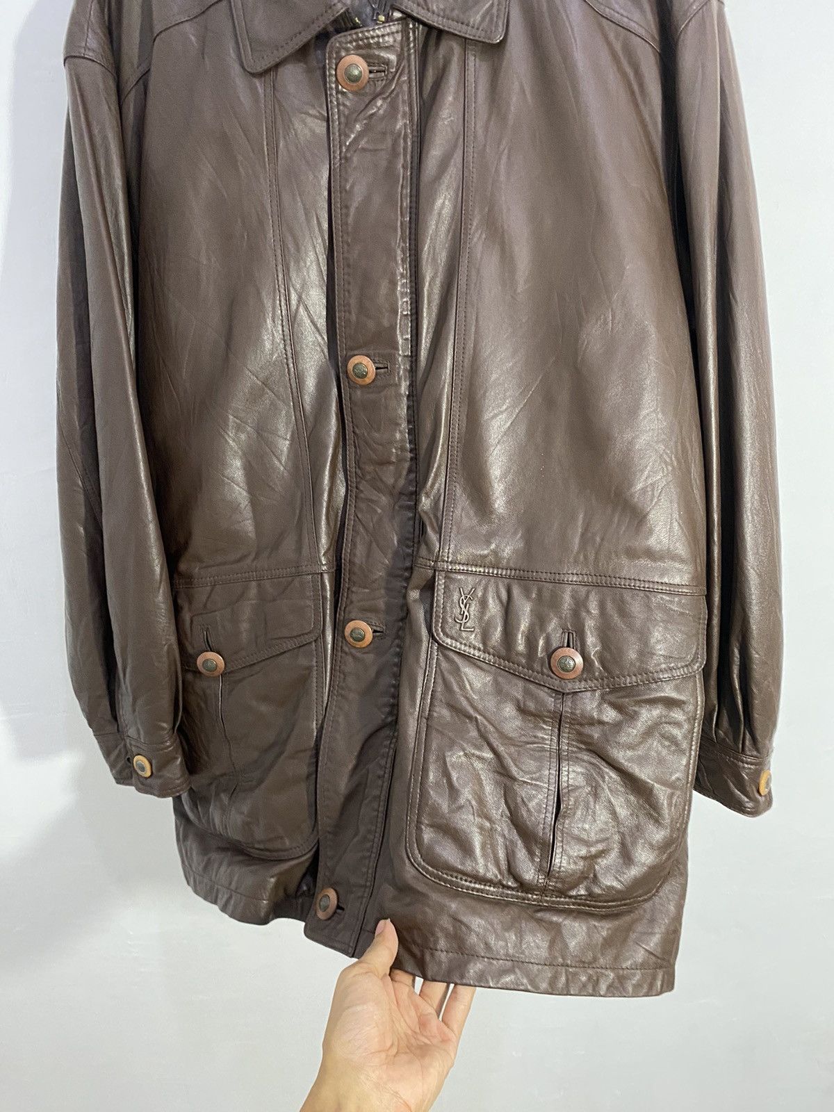 Vintage × Yves Saint Laurent 💥Lamb Skin💥Yves Saint Laurent Leather Coat Size US XL / EU 56 / 4 - 5 Thumbnail