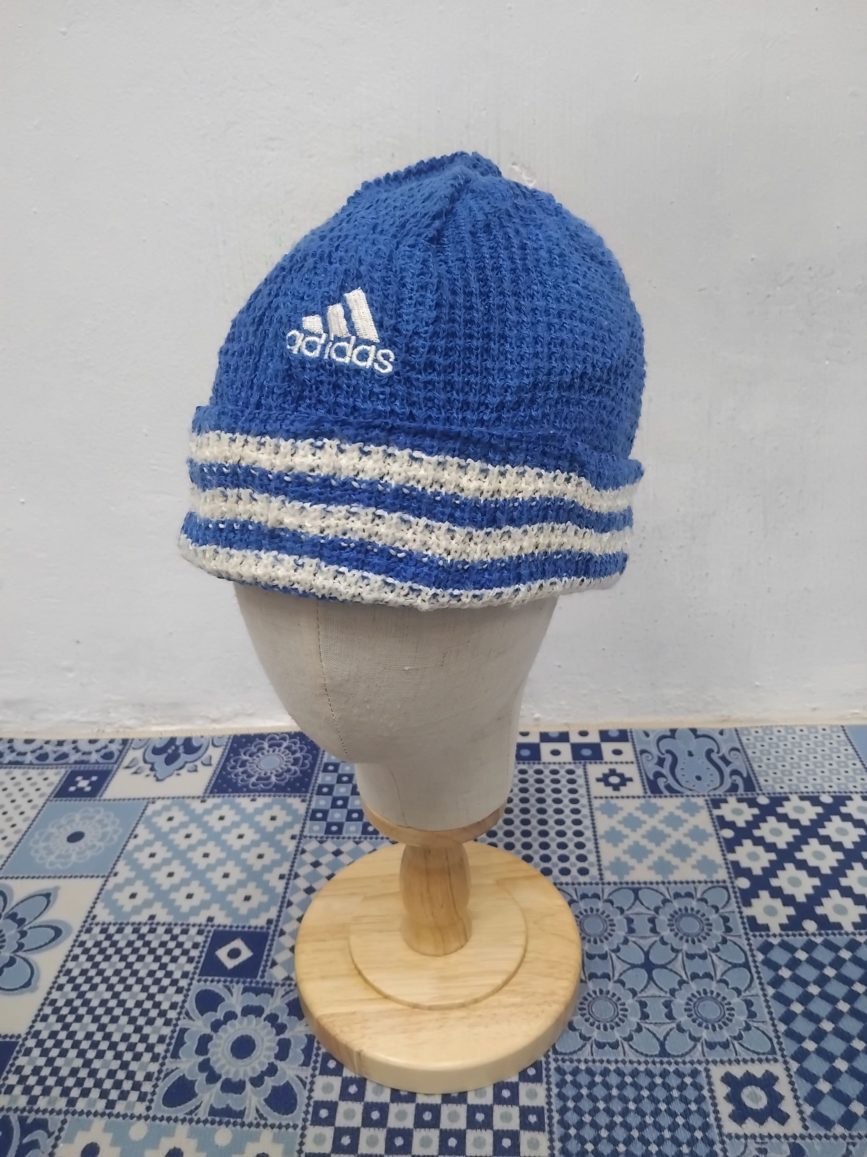Adidas Adidas stripe blue colour short beanie Size ONE SIZE - 1 Thumbnail