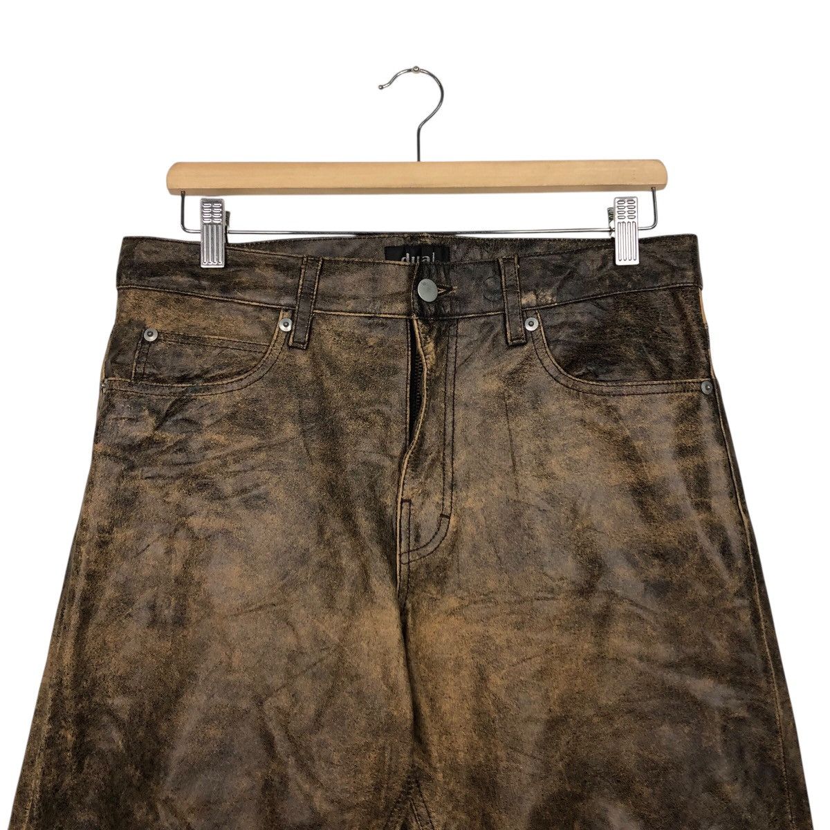 Japanese Brand 📌Vintage Biker Racing Leather Pants Dual Issey Miyake Size US 32 / EU 48 - 4 Thumbnail