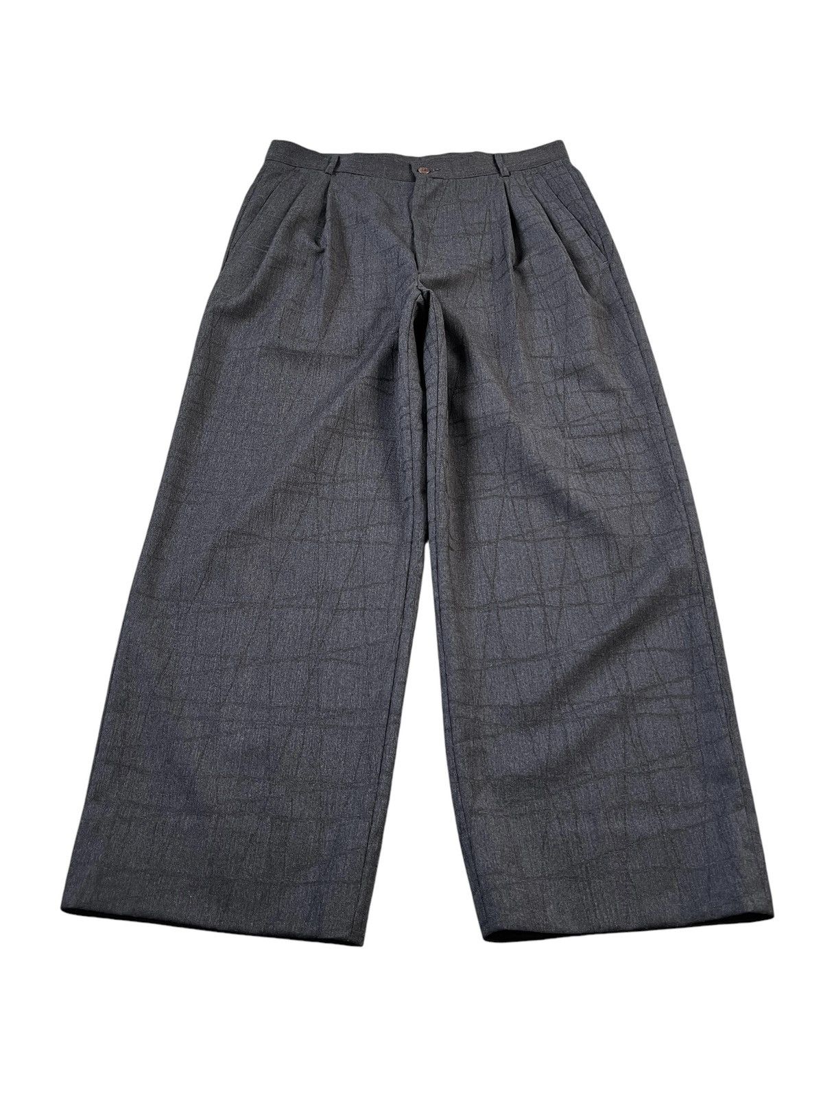 Versace Vintage Gianni Versace Crack Pattern Wool Gabardine Pants Size US 33 - 1 Thumbnail