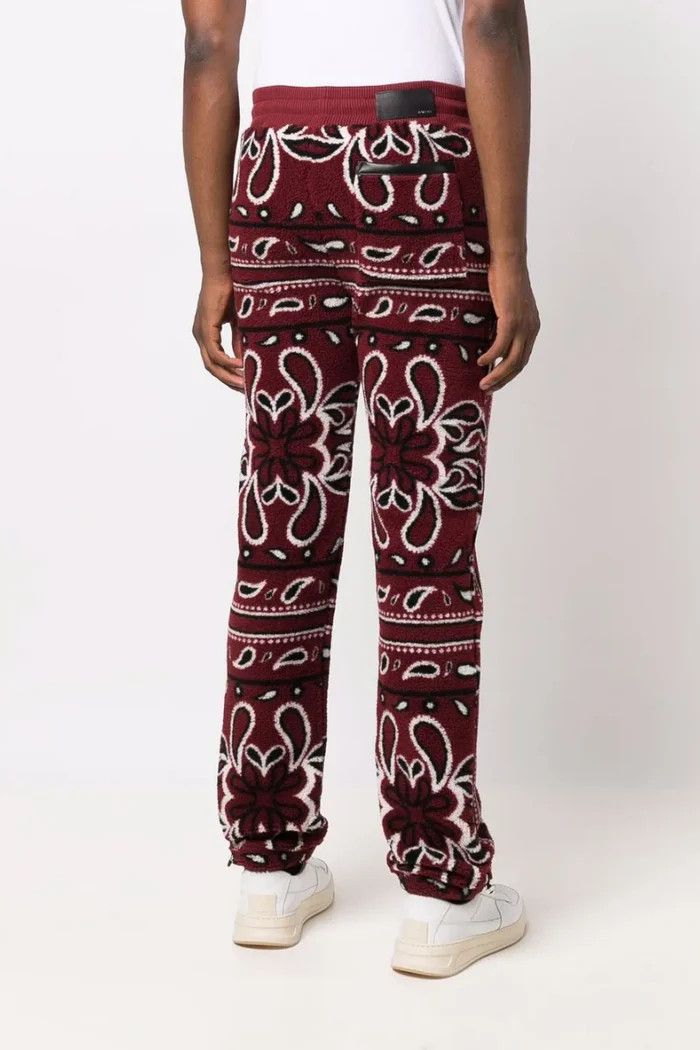 Amiri o1wfsh0625 Bandana Paisley Fleece Trousers in Red Size US 28 / EU 44 - 3 Thumbnail