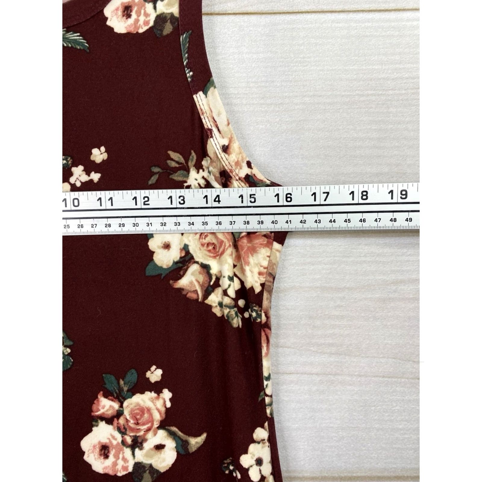 Vintage Rue 21 Shift Tank Dress L Burgundy Floral Sleeveless Knit Midi Straps Boho Casual Travel Womens Summer 90s Theme Rose Vintage: No Size L / US 10 / IT 46 - 6 Thumbnail
