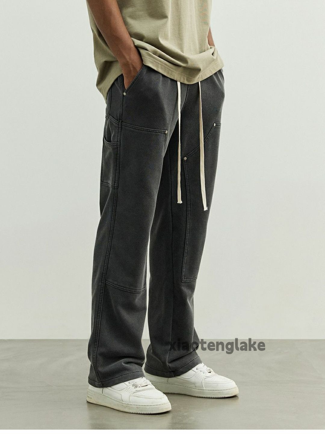 washed faded utility flared carpenter sweatpants
