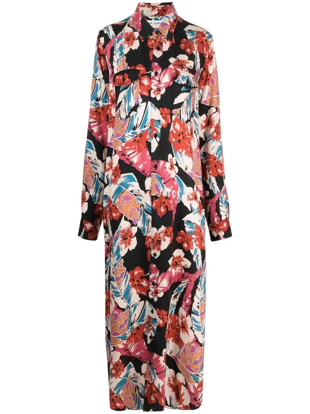 Saint Laurent Paris o1bcso1str0625 Oversized Hawaiian Long Shirt in Multicolor Size US S / EU 44-46 / 1 - 1 Preview