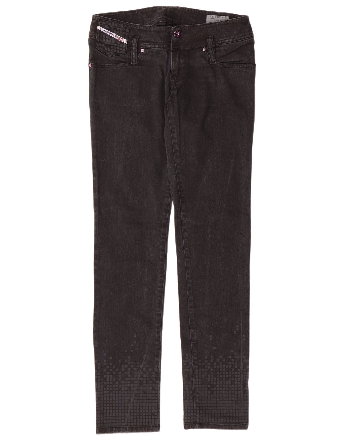Diesel Womens Matic Slim Jeans W28 L32 Black Geometric Cotton Size 42" / US 20 - 1 Thumbnail