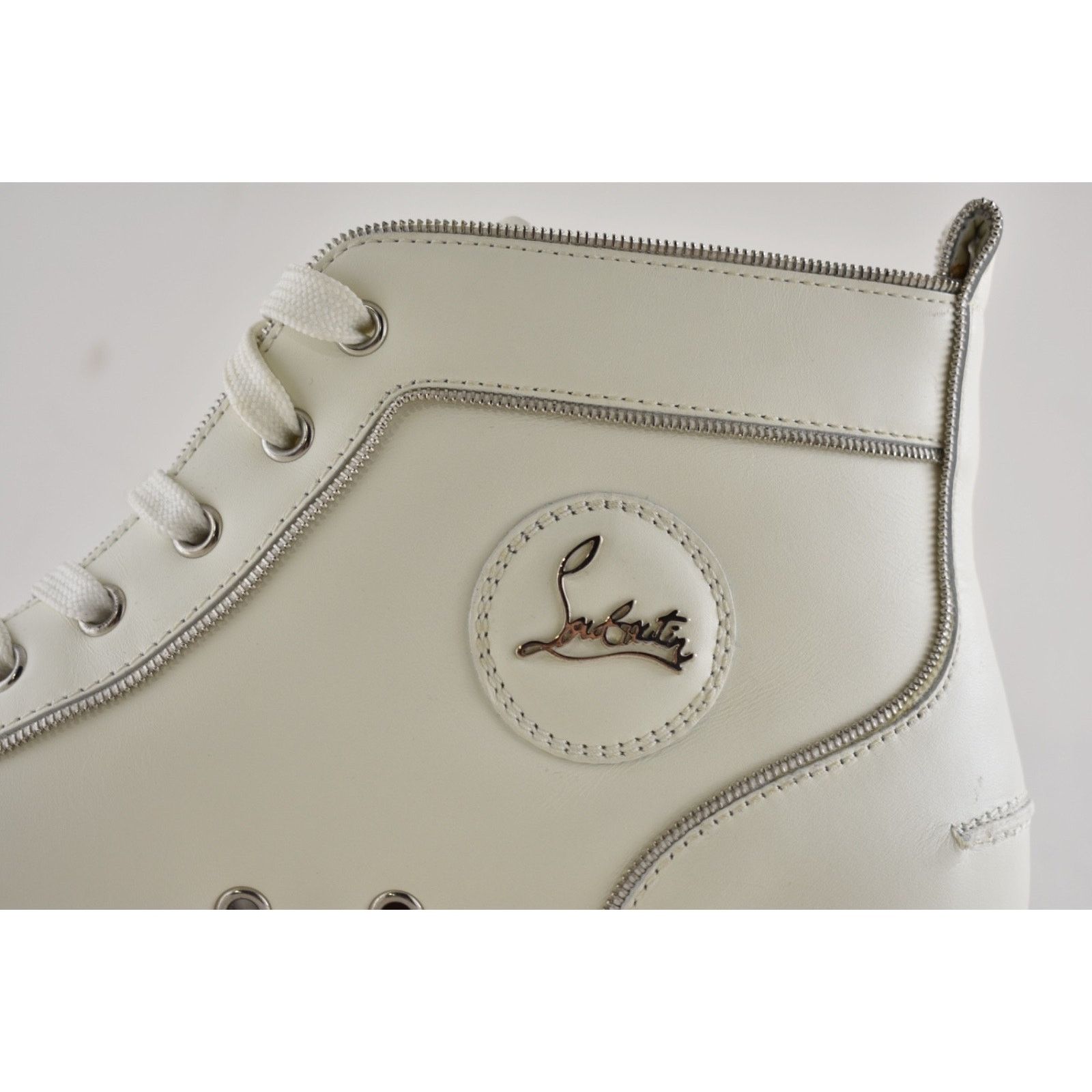 Christian Louboutin Mens Louis Z Flat White Zipper High Top Sneakers 43.5 10.5 Size US 10.5 / EU 43-44 - 11 Thumbnail