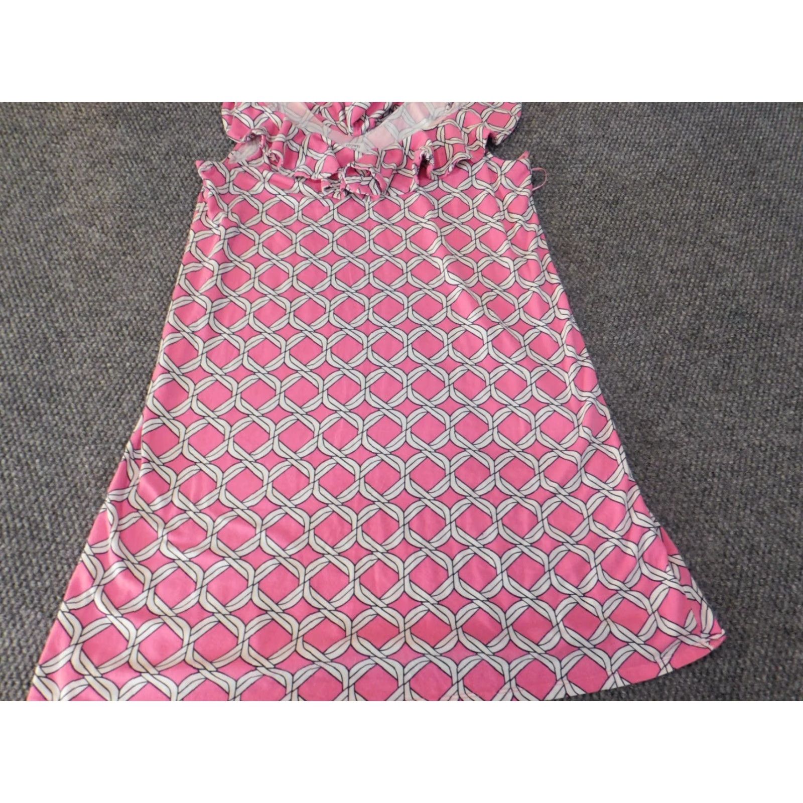 Vintage Crown & Ivy Dress A-Line Shirt Dress Sundress Cotton Pink Womens M Knee Length Casual Floral Pattern Plaid Sleeveless Crew Neck Zip Stretch Straps Size M / US 6-8 / IT 42-44 - 7 Thumbnail