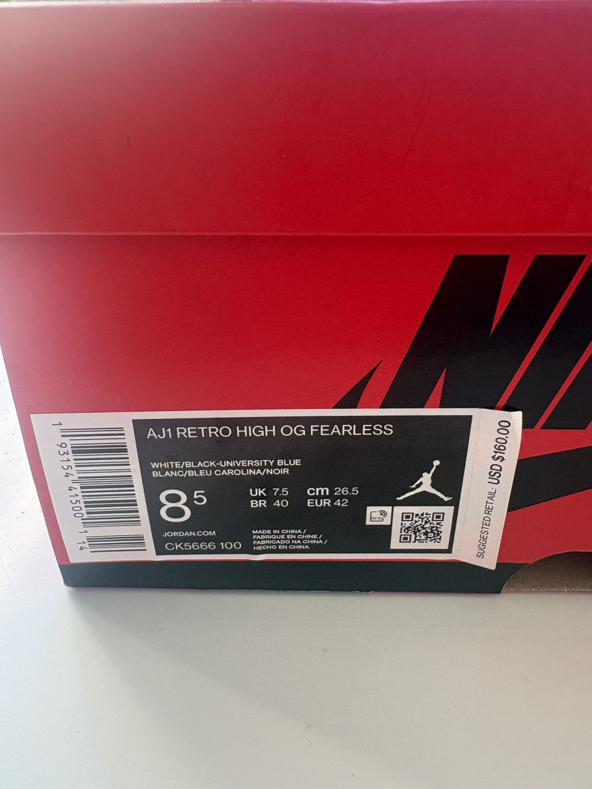 Jordan Brand Air Jordan 1 Retro High OG Fearless Size US 8.5 / EU 41-42 - 6 Thumbnail