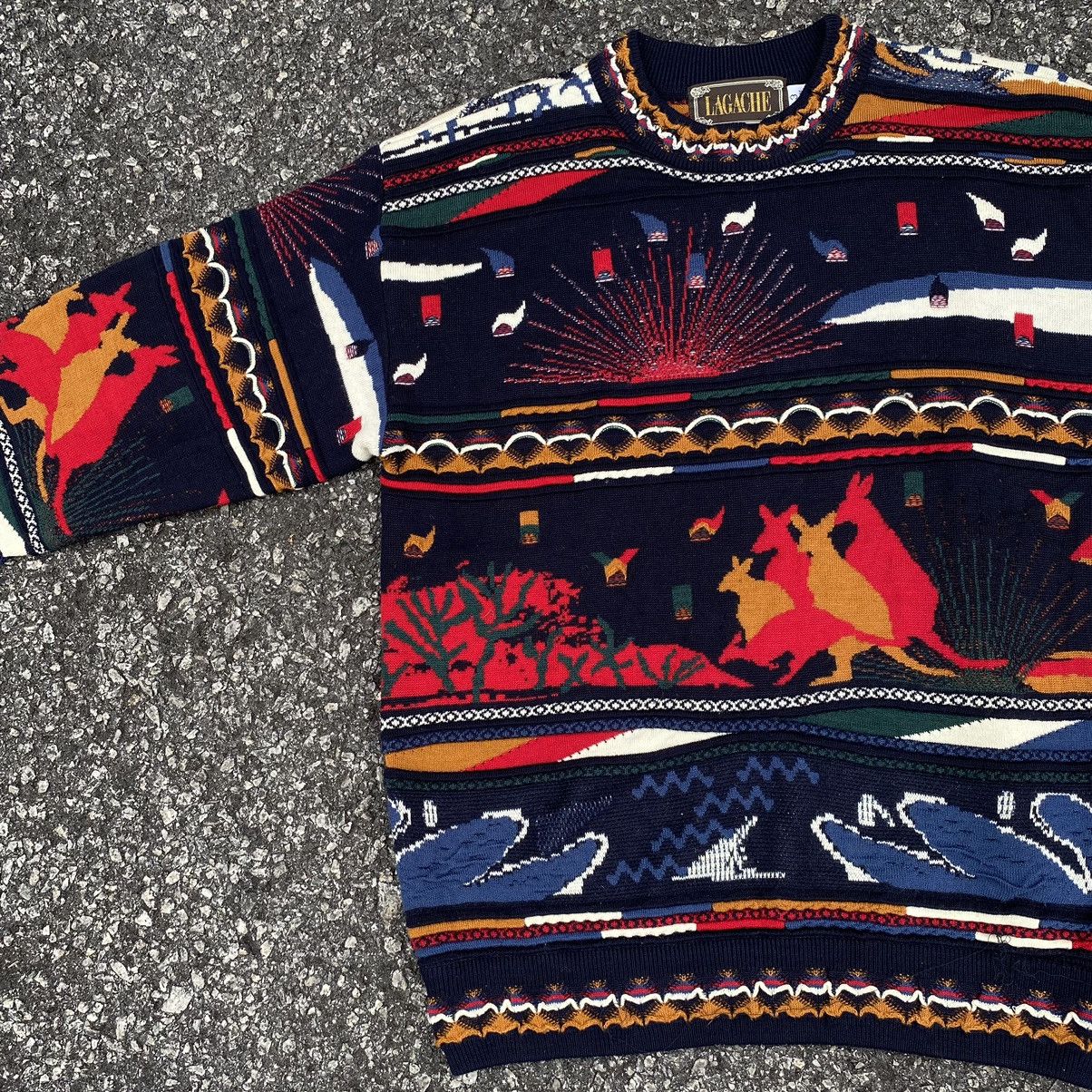 Coogi × Vintage Vintage Art Coogi Lookalike Sweater Cardigan Jacket Size US L / EU 52-54 / 3 - 4 Thumbnail