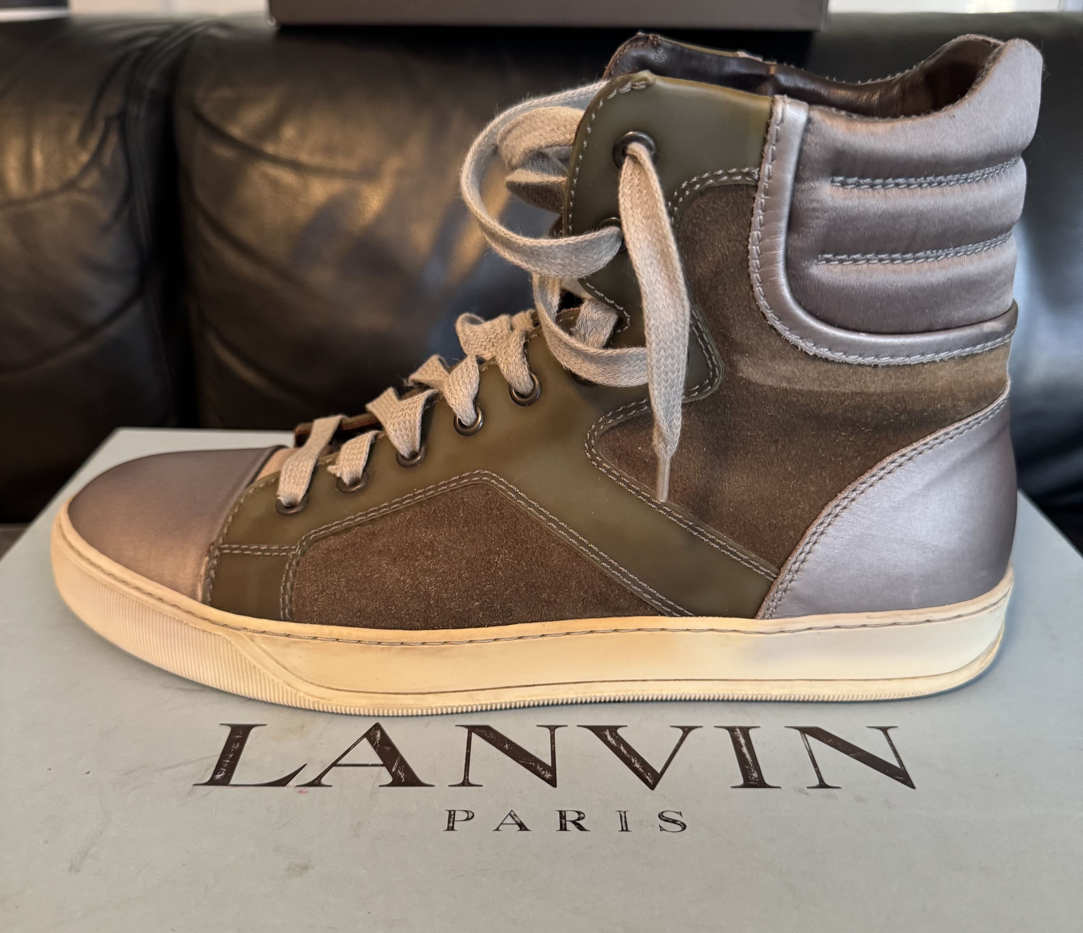 Lanvin Lanvin Tennis Haute Velours/Veau Metalisé High Trainer Size US 7 / EU 40 - 5 Thumbnail