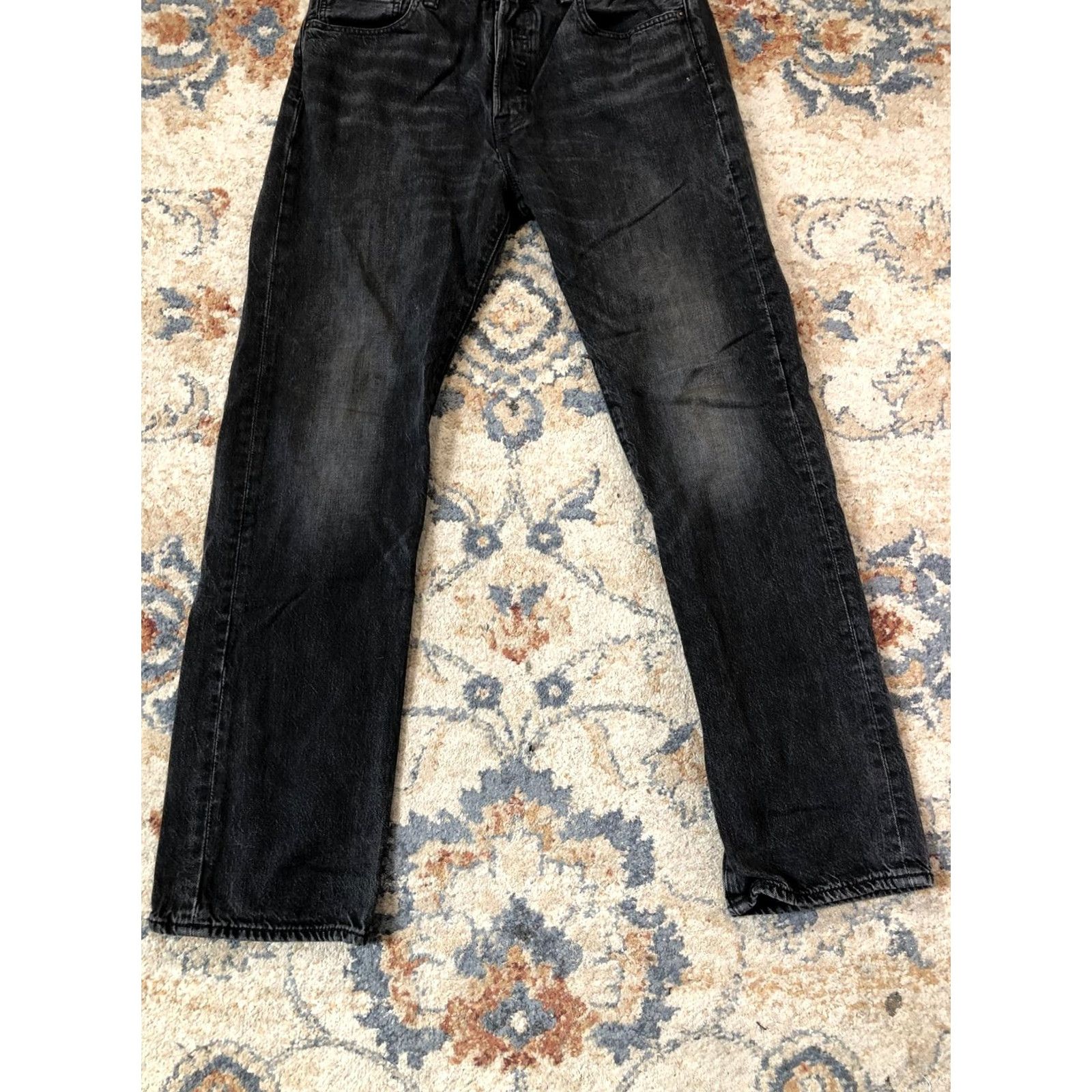 Levi's Levi's 501 Jeans Mens 32x31 Black Charcoal Wash Straight Leg Button Fly Denim Size US 32 / EU 48 - 4 Thumbnail