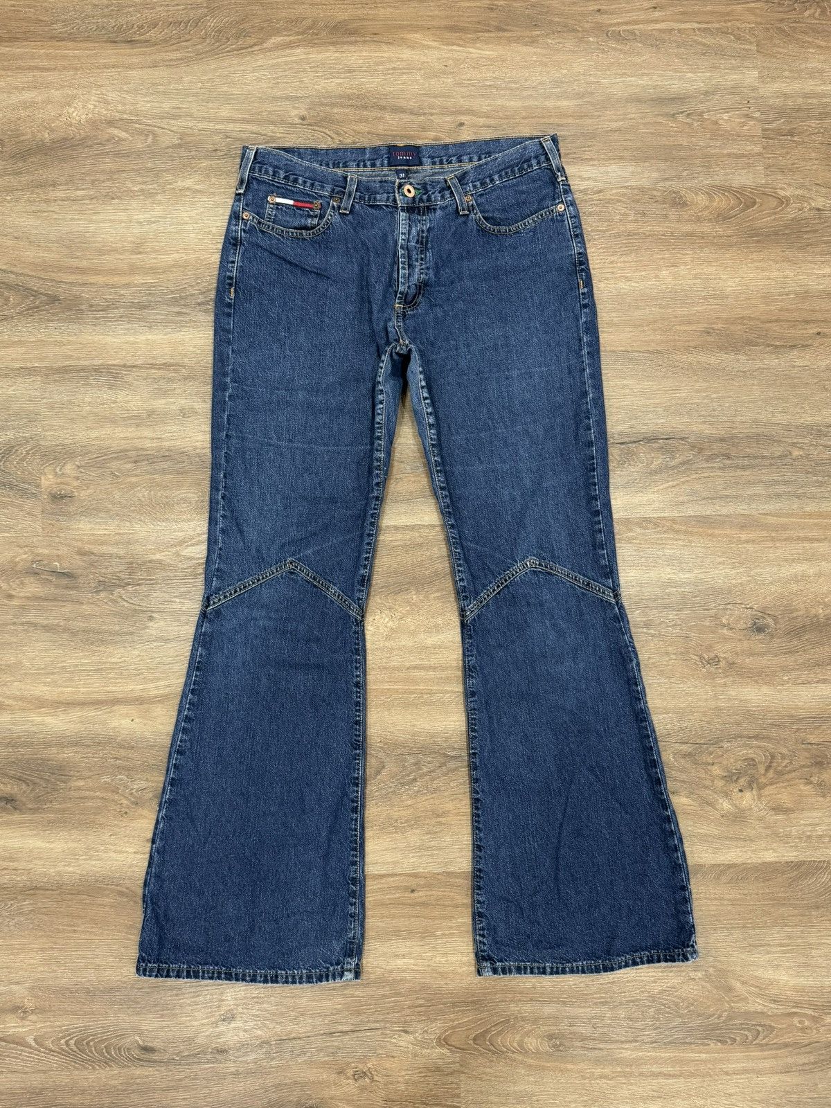 Tommy Hilfiger × Tommy Jeans × Vintage 90’s Tommy Hilfiger Bell Bottom Flare Jeans Size US 31 - 1 Thumbnail