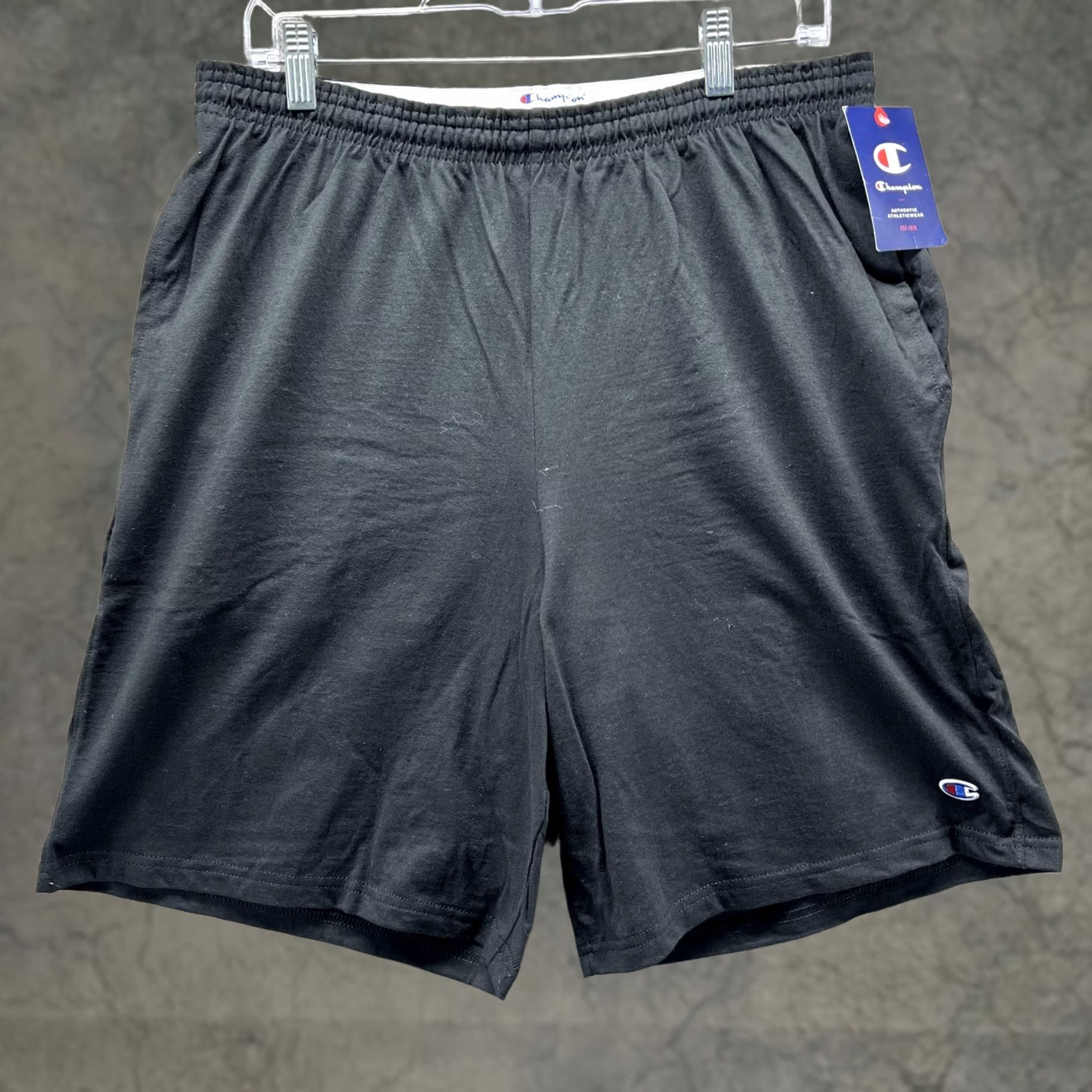 Champion Champion Jersey Shorts Mens XL Black 9 Inch Athletic Gym Drawstring Pockets Size US XL / EU 56 / 4 - 1 Thumbnail