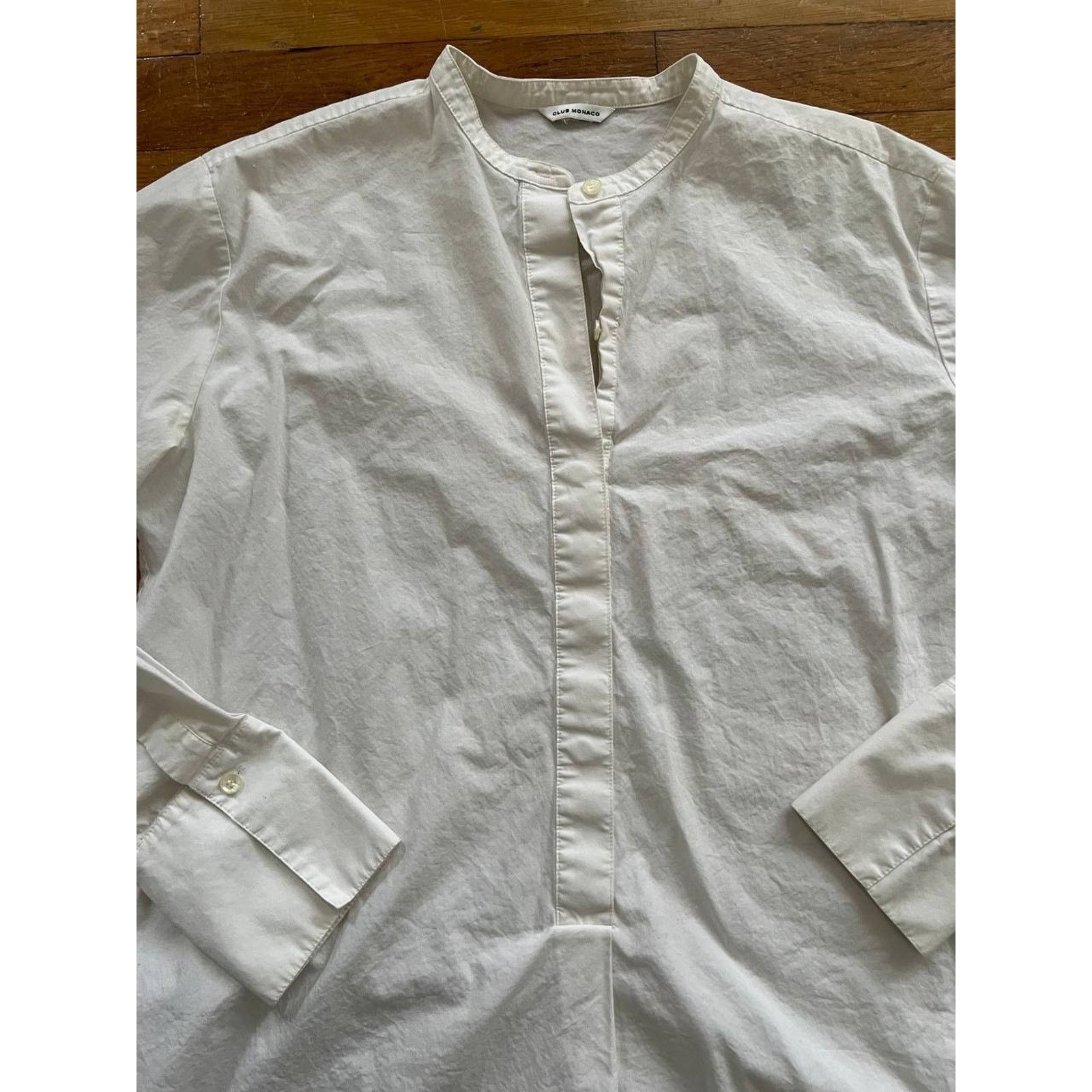 Club Monaco Club Monako Button Up Cotton White Shirt Top Large A001468 Size L / US 10 / IT 46 - 3 Thumbnail