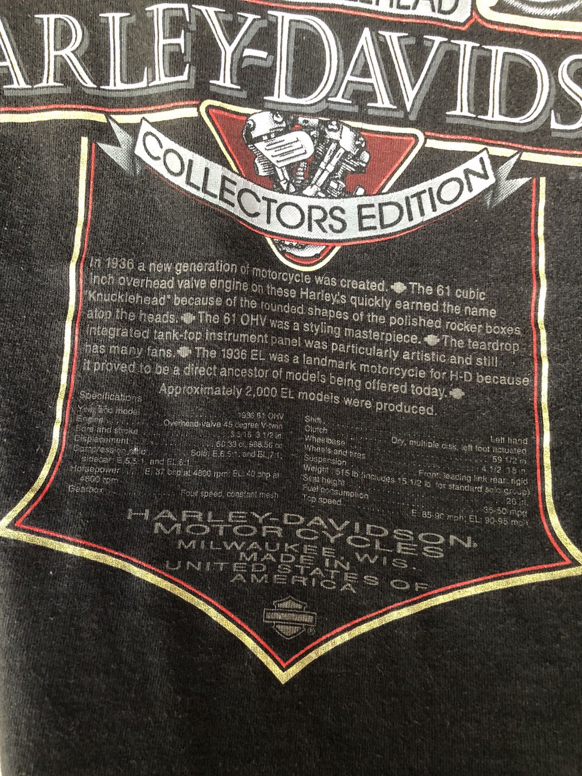 Harley Davidson Vintage 90’s Harley Davidson Knucklehead Rare Shirt Tee Size US M / EU 48-50 / 2 - 7 Thumbnail